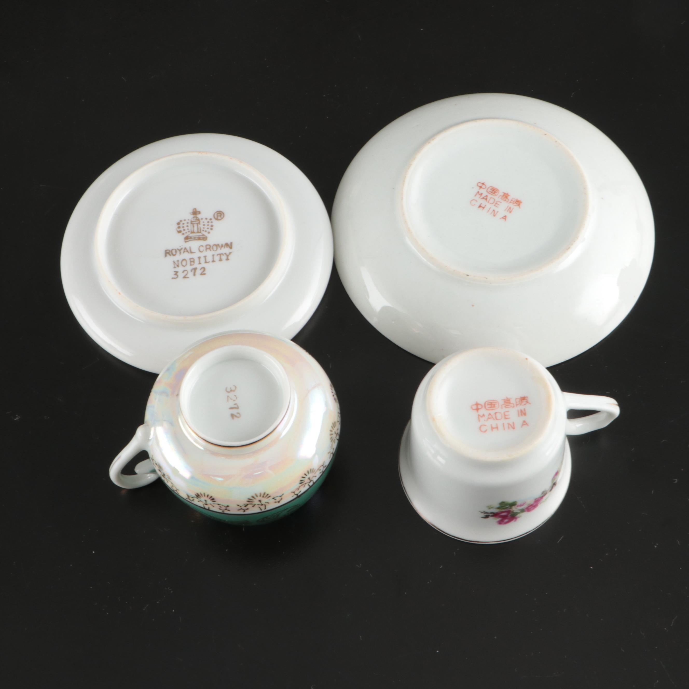 Japanese Satsuma Teapot with Other Demitasse and Teacups, 20th Century