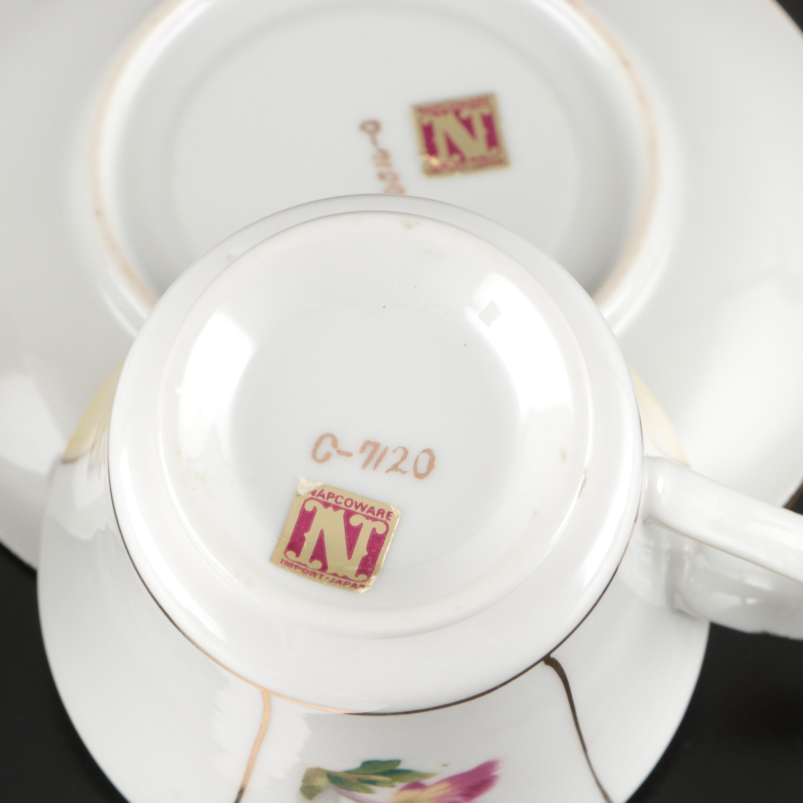 Japanese Satsuma Teapot with Other Demitasse and Teacups, 20th Century