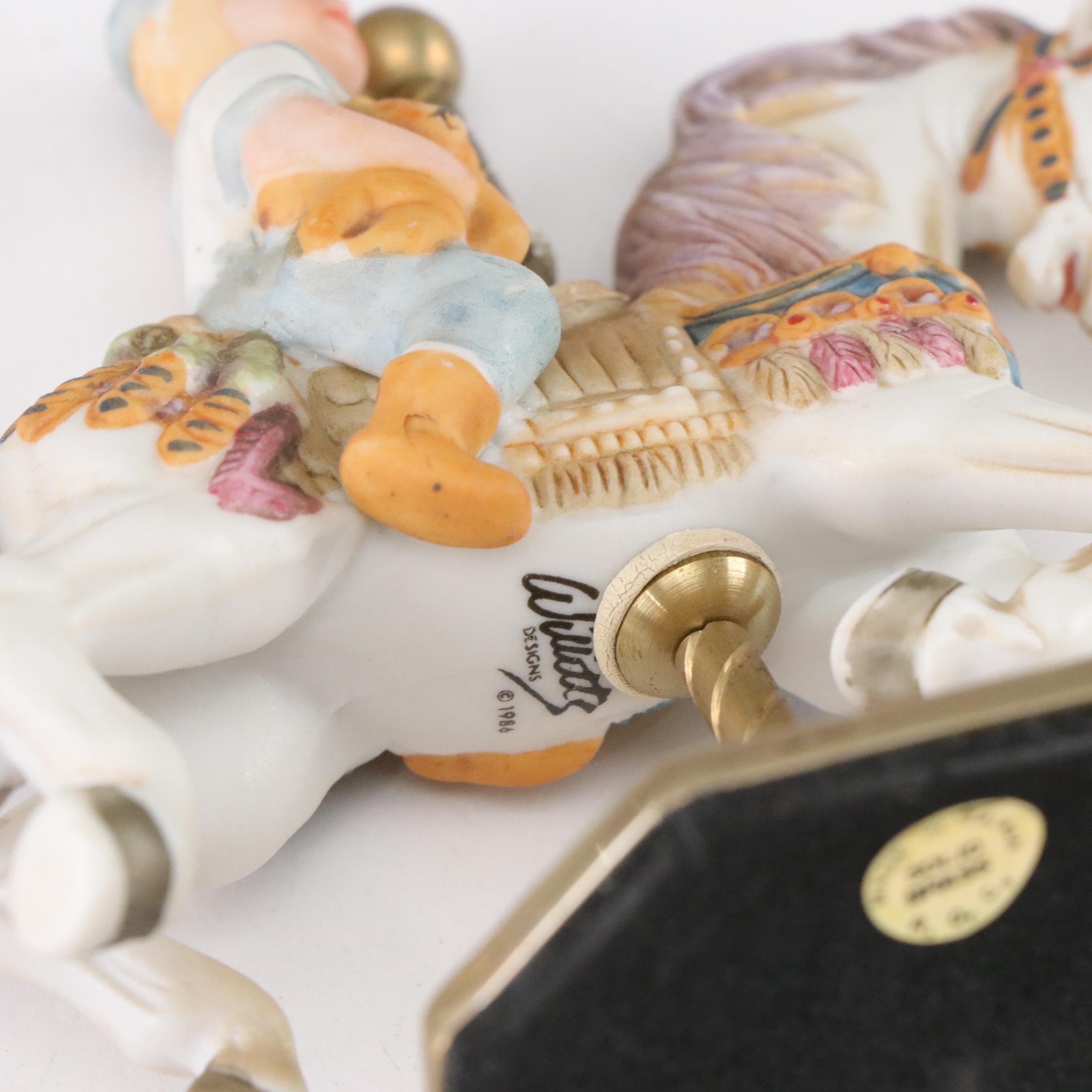 Chokin 24K Gold Accented Plate & Carousel Horse Figurines