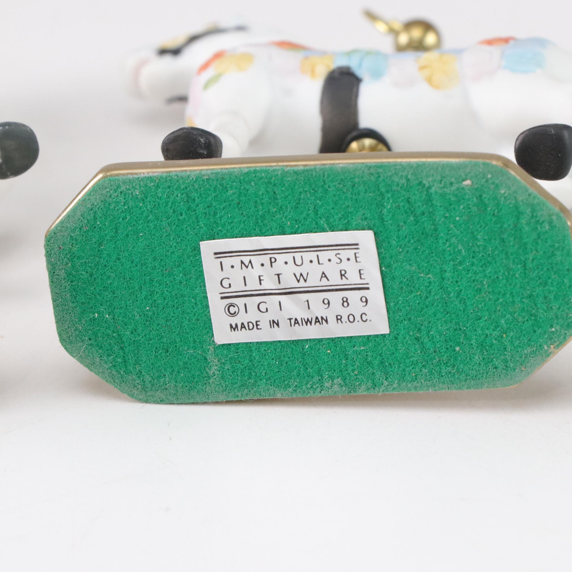 Chokin 24K Gold Accented Plate & Carousel Horse Figurines