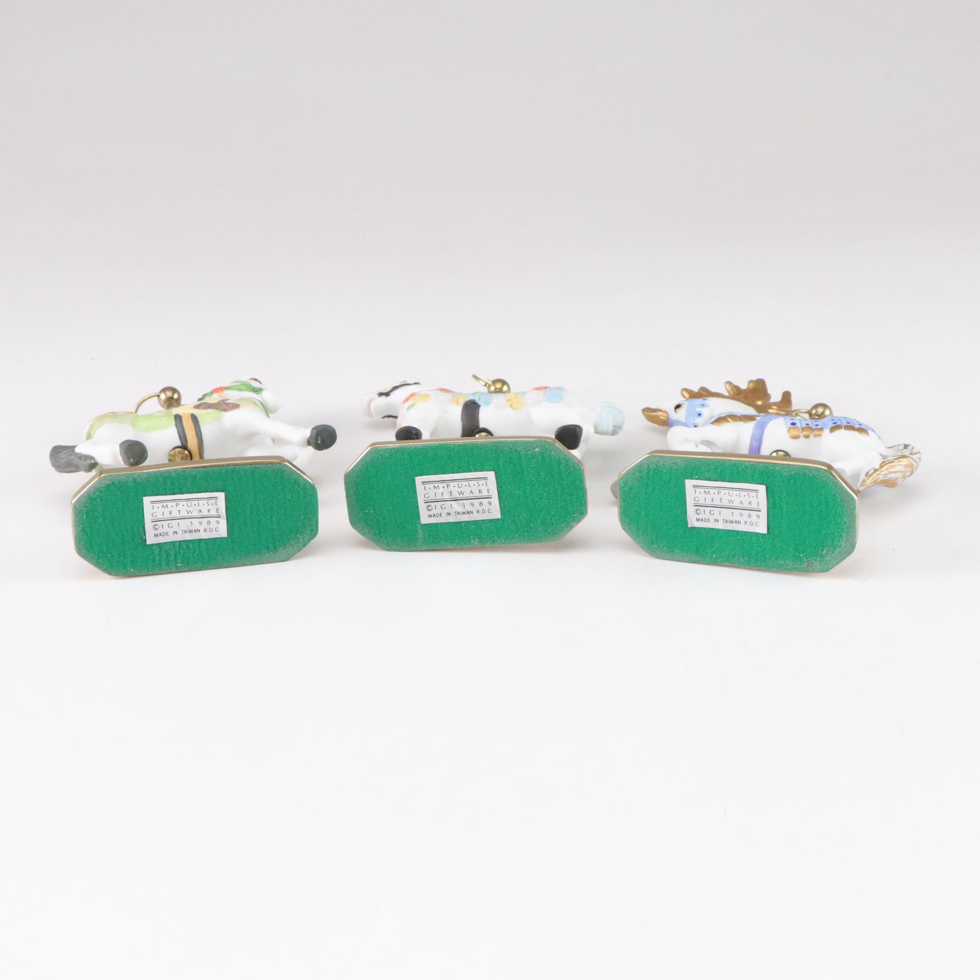 Chokin 24K Gold Accented Plate & Carousel Horse Figurines