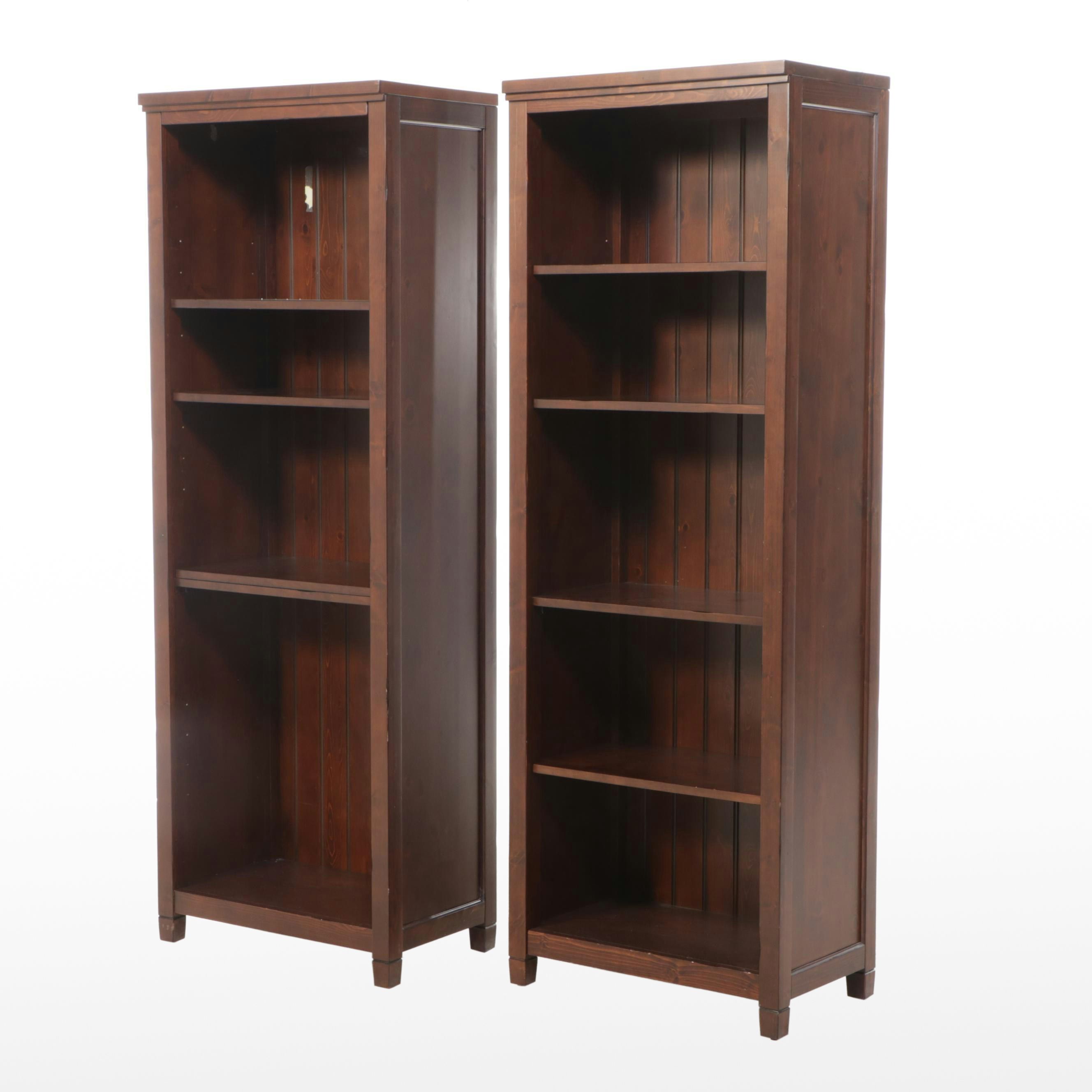 Pair of Pottery Barn Teen "Headboard" Pine Bookcases