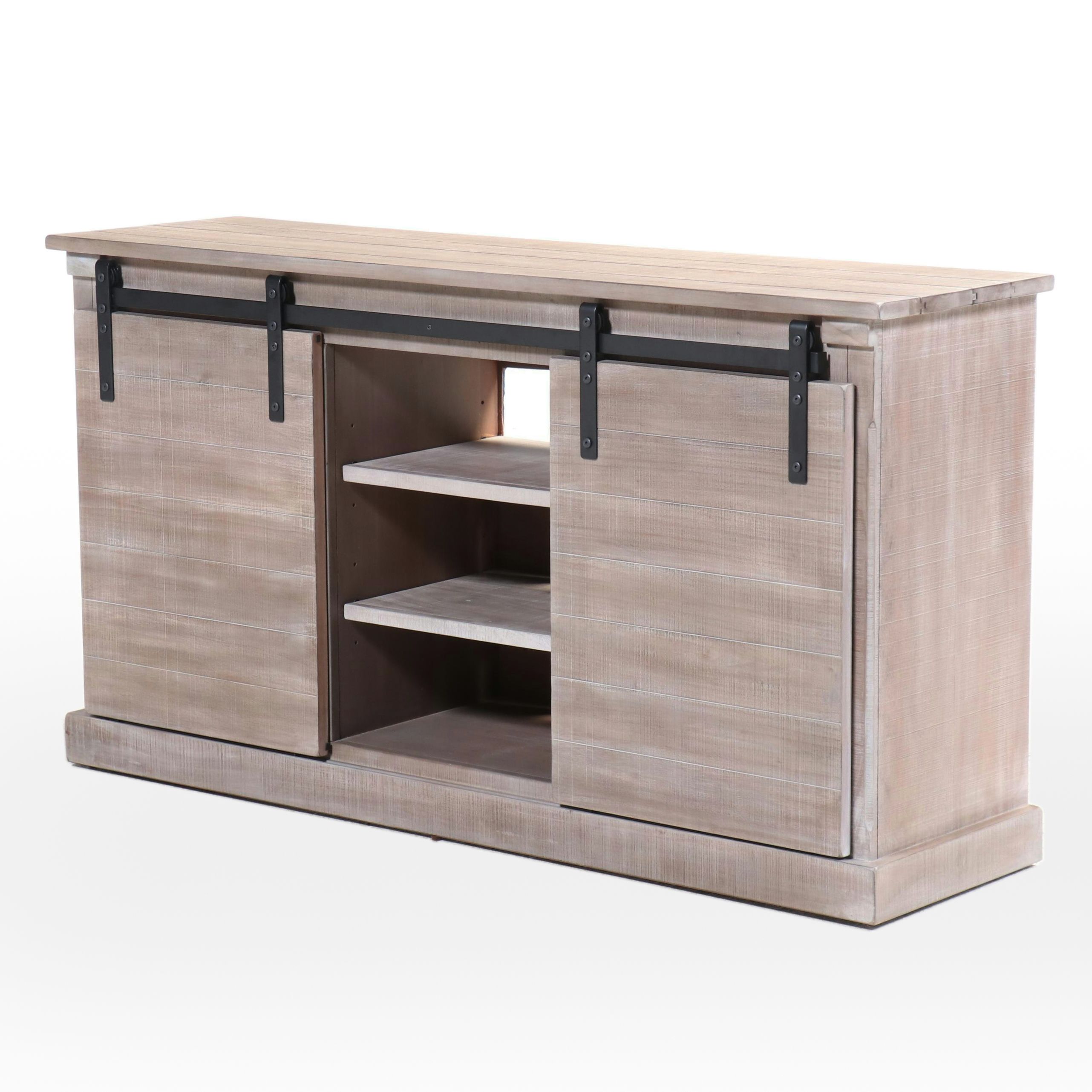 Contemporary Weathered Finish Wood Media Cabinet