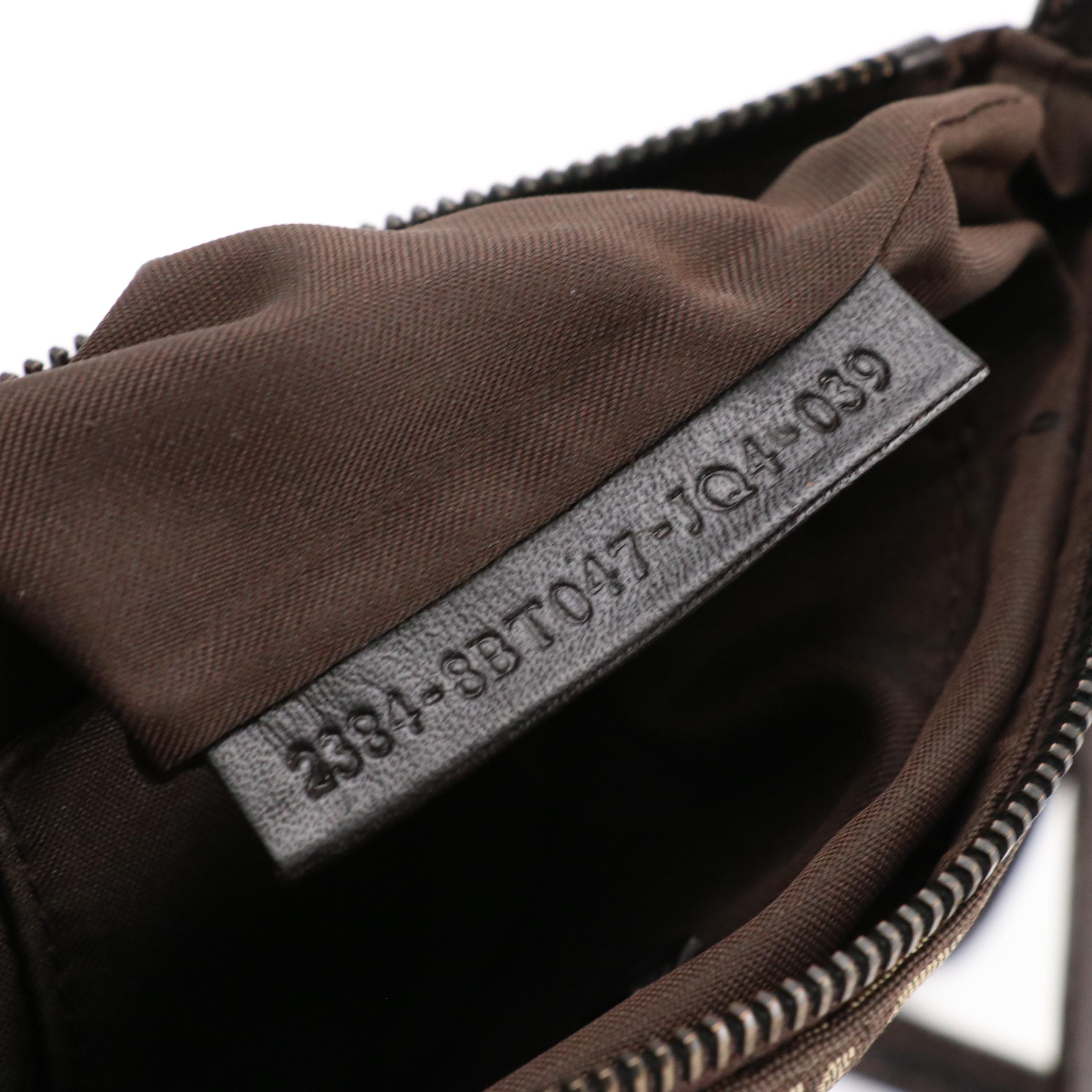 Fendi Flat Crossbody Bag in Brown Zucchino Canvas and Leather Trim