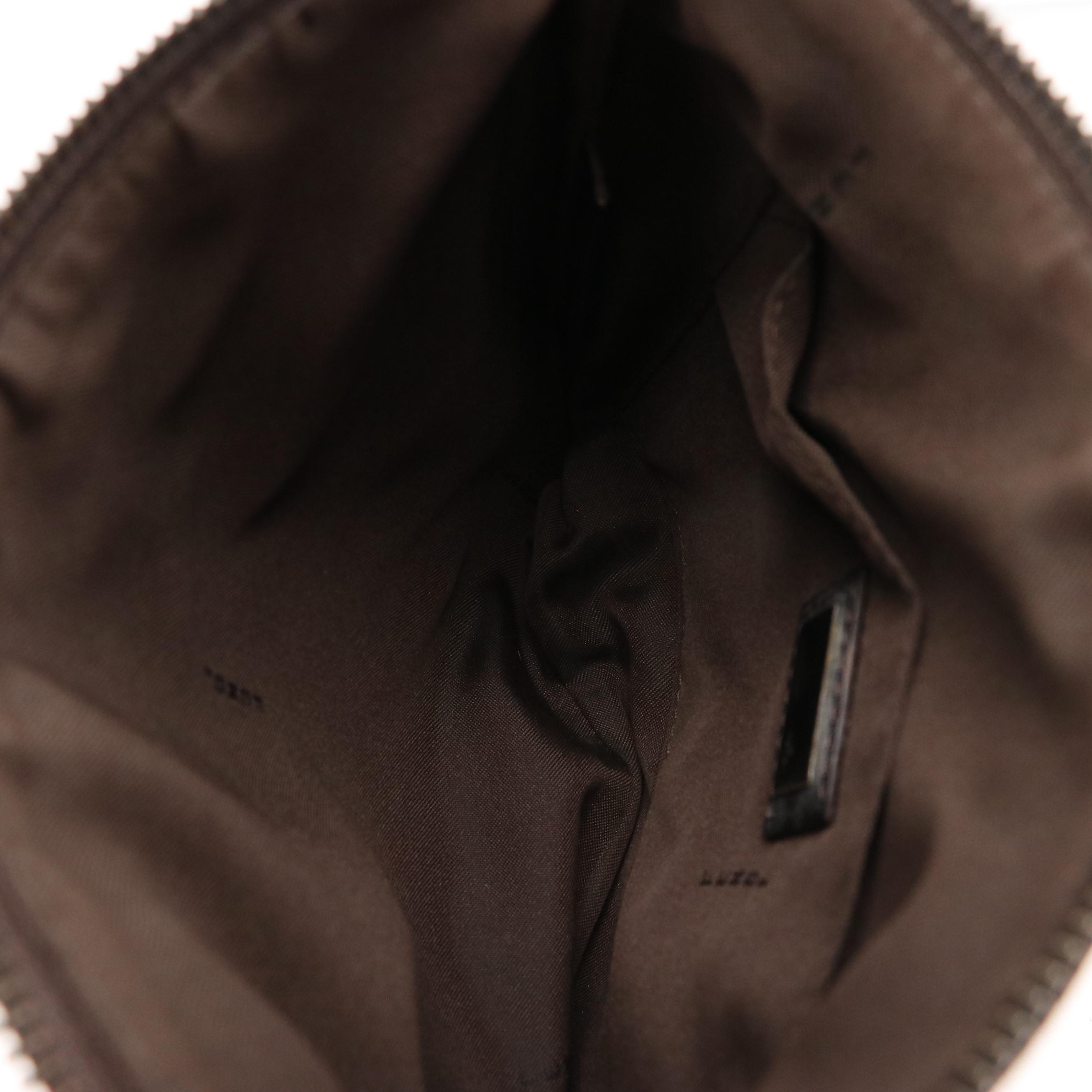 Fendi Flat Crossbody Bag in Brown Zucchino Canvas and Leather Trim