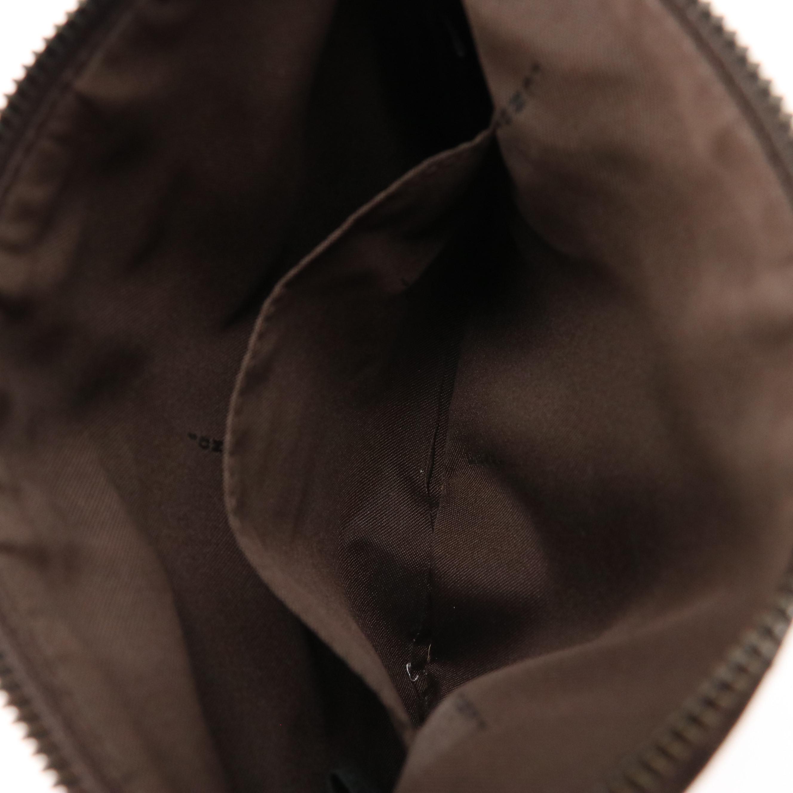 Fendi Flat Crossbody Bag in Brown Zucchino Canvas and Leather Trim