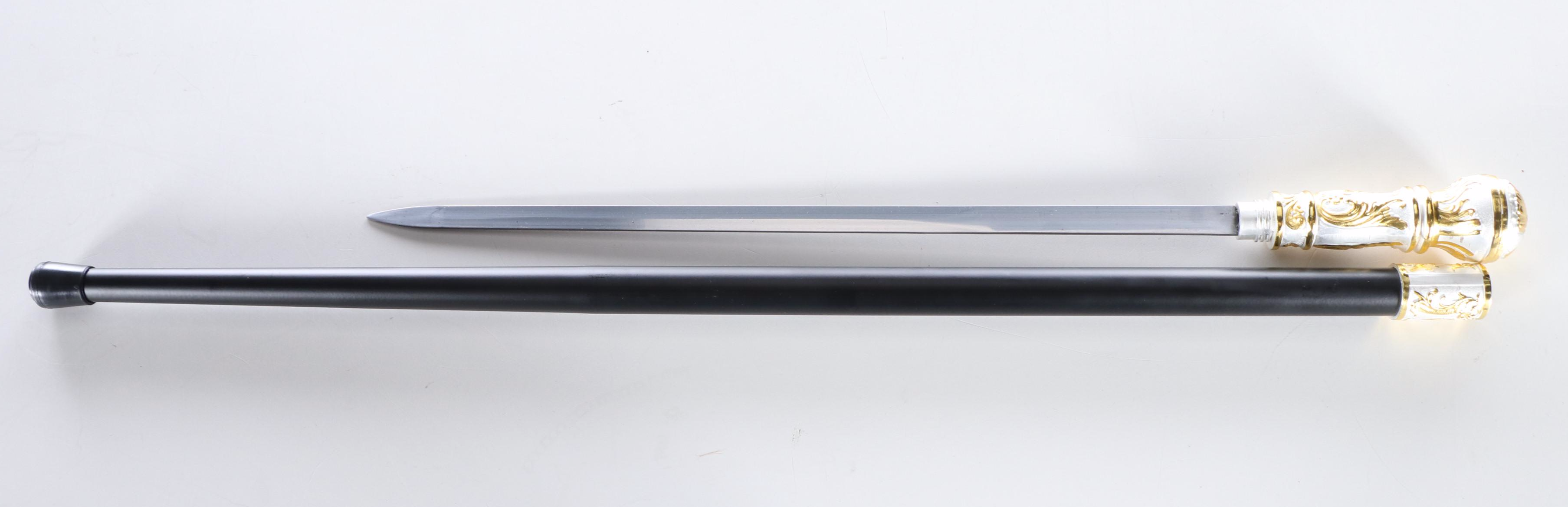 Scrolling Acanthus Two-Tone Knob Handled Sword Cane