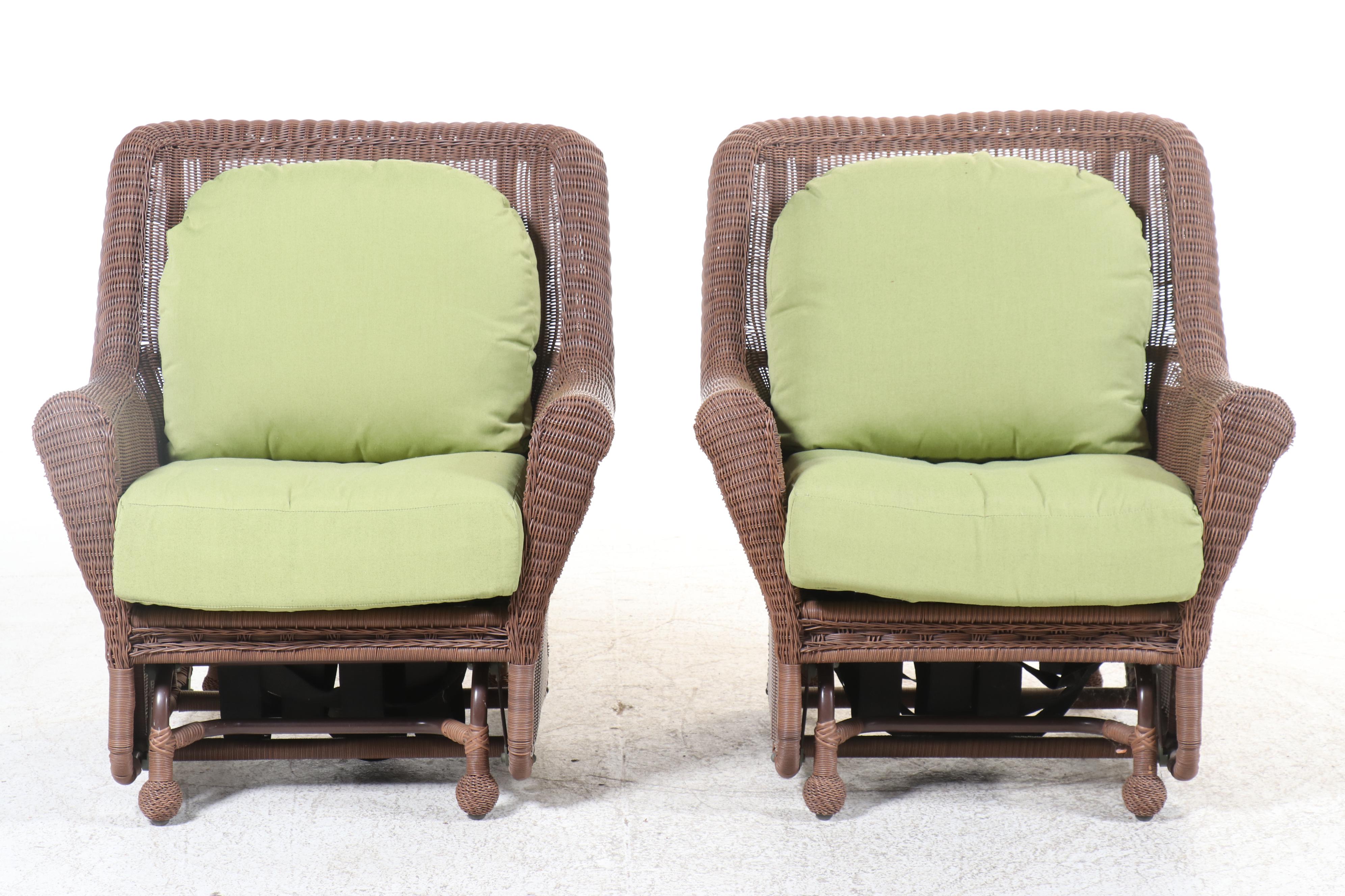 Pair of Resin Wicker Patio Lounge Chairs