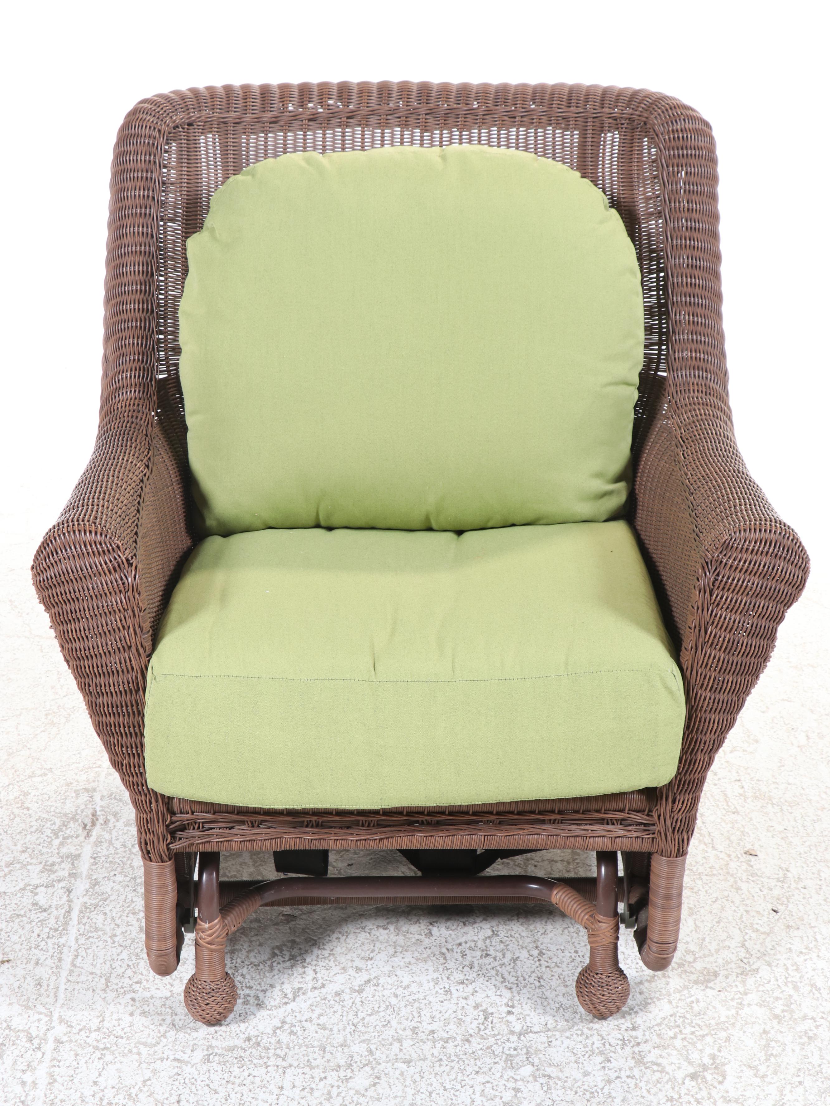 Pair of Resin Wicker Patio Lounge Chairs