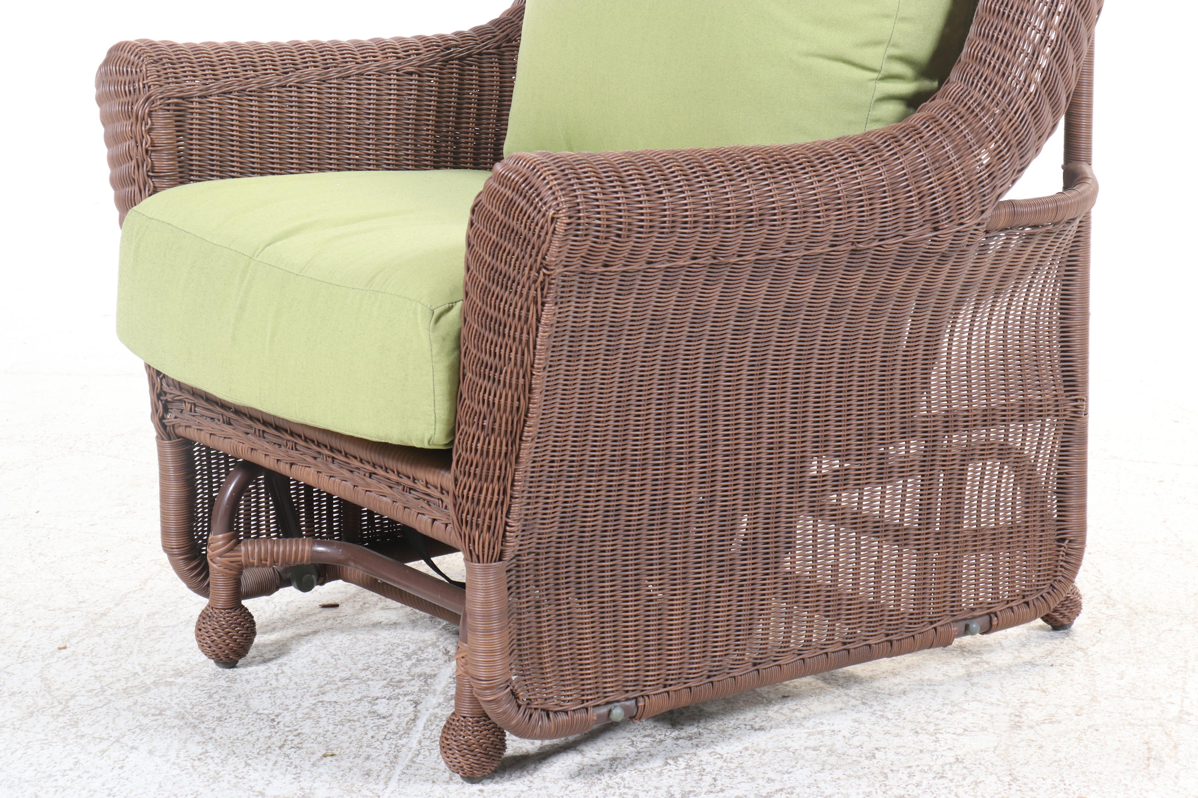 Pair of Resin Wicker Patio Lounge Chairs