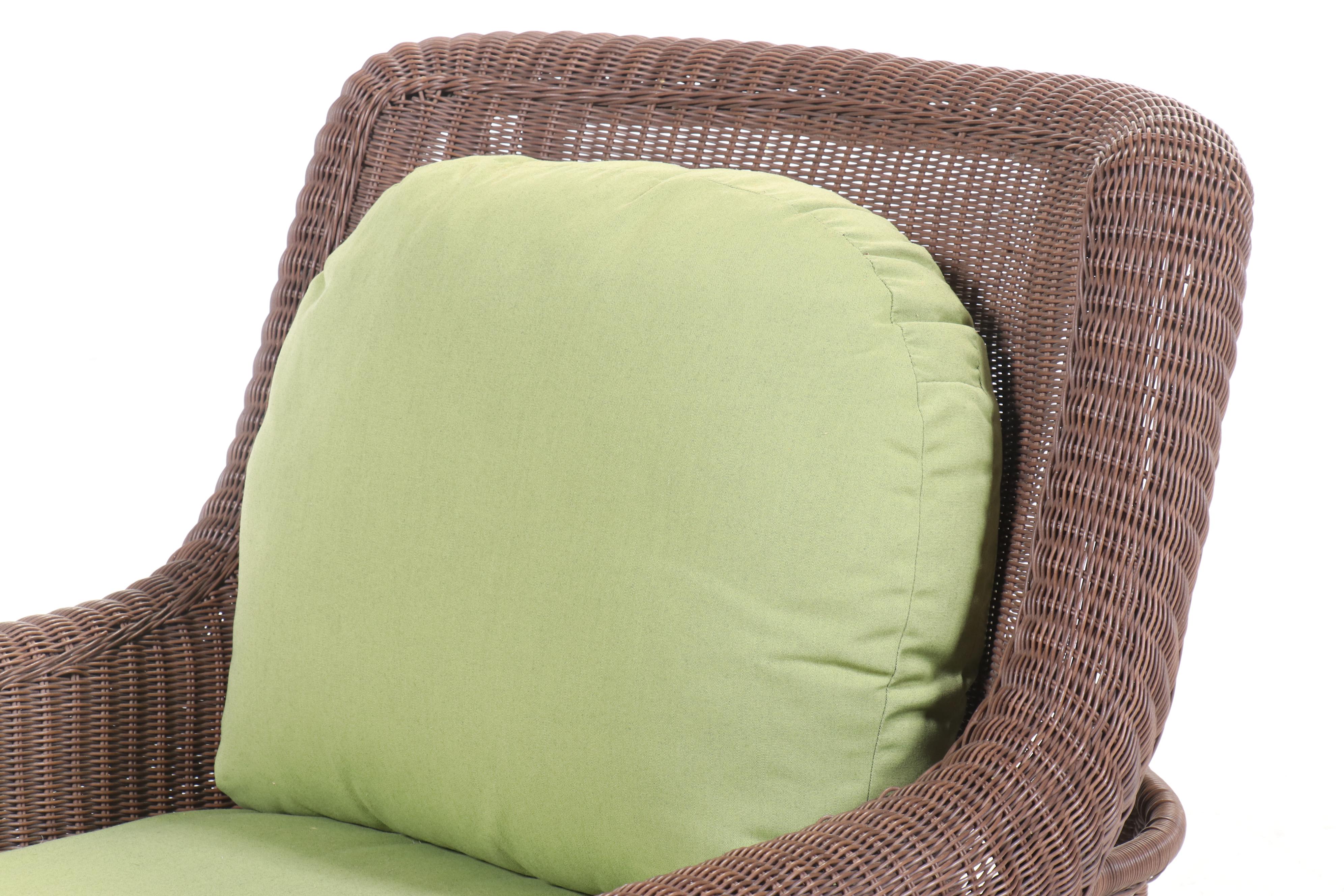 Pair of Resin Wicker Patio Lounge Chairs