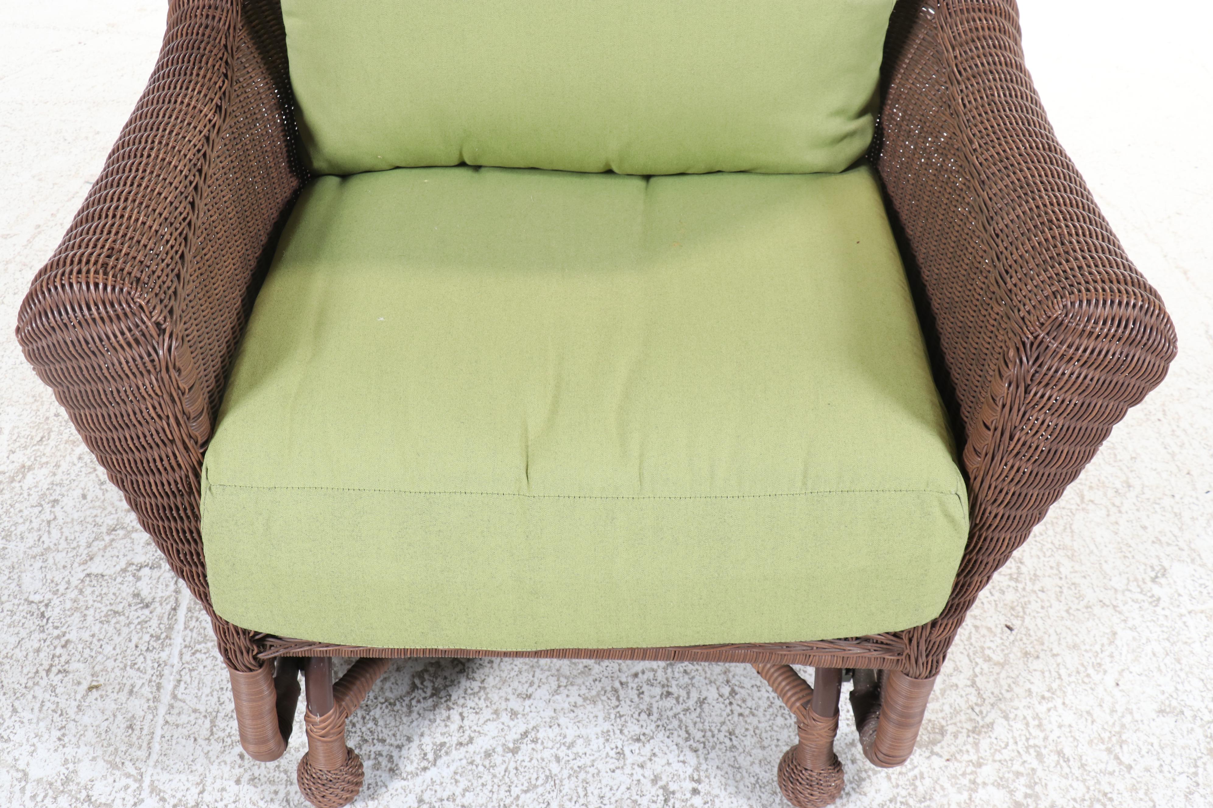 Pair of Resin Wicker Patio Lounge Chairs