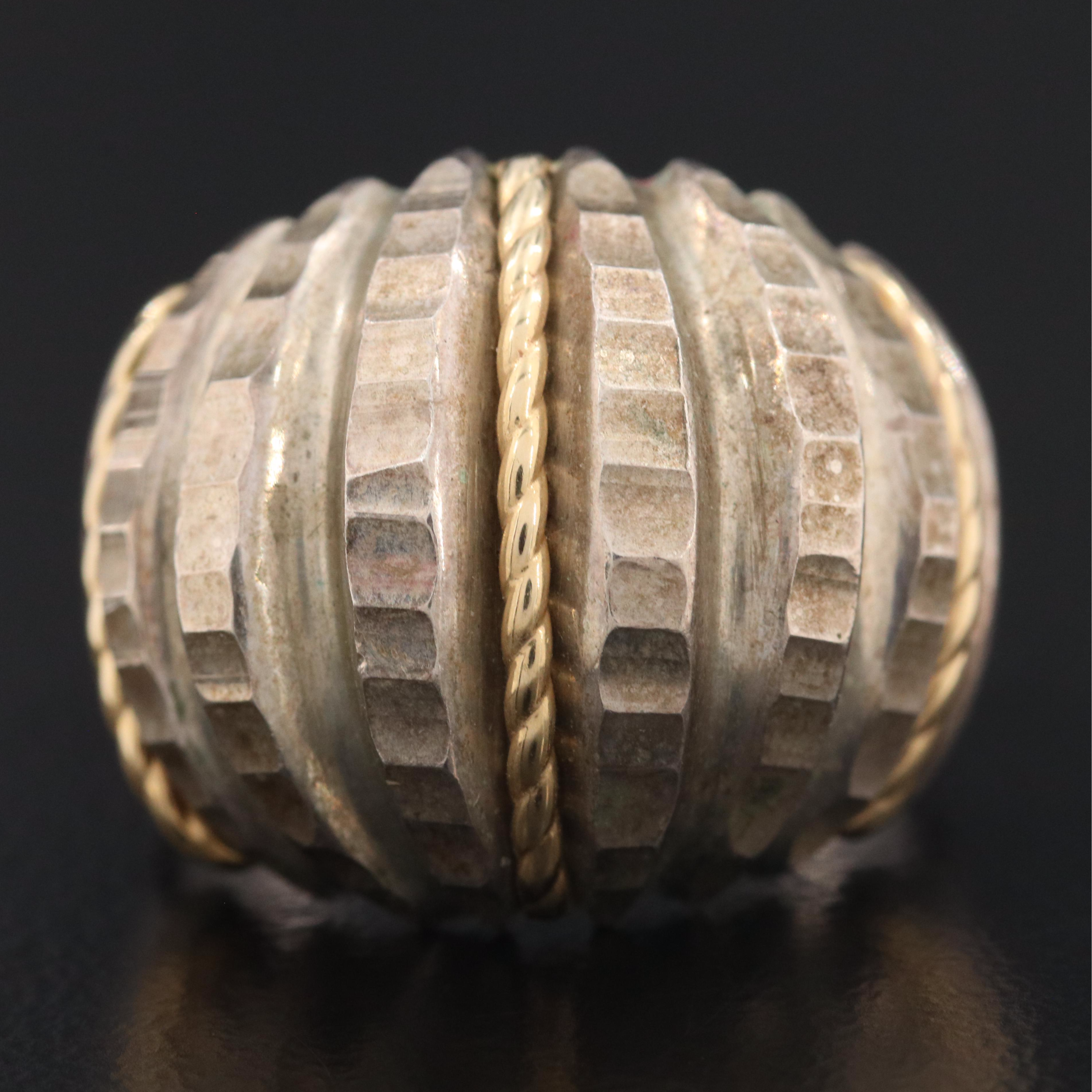 Sterling Fluted Ring with 14K Accents