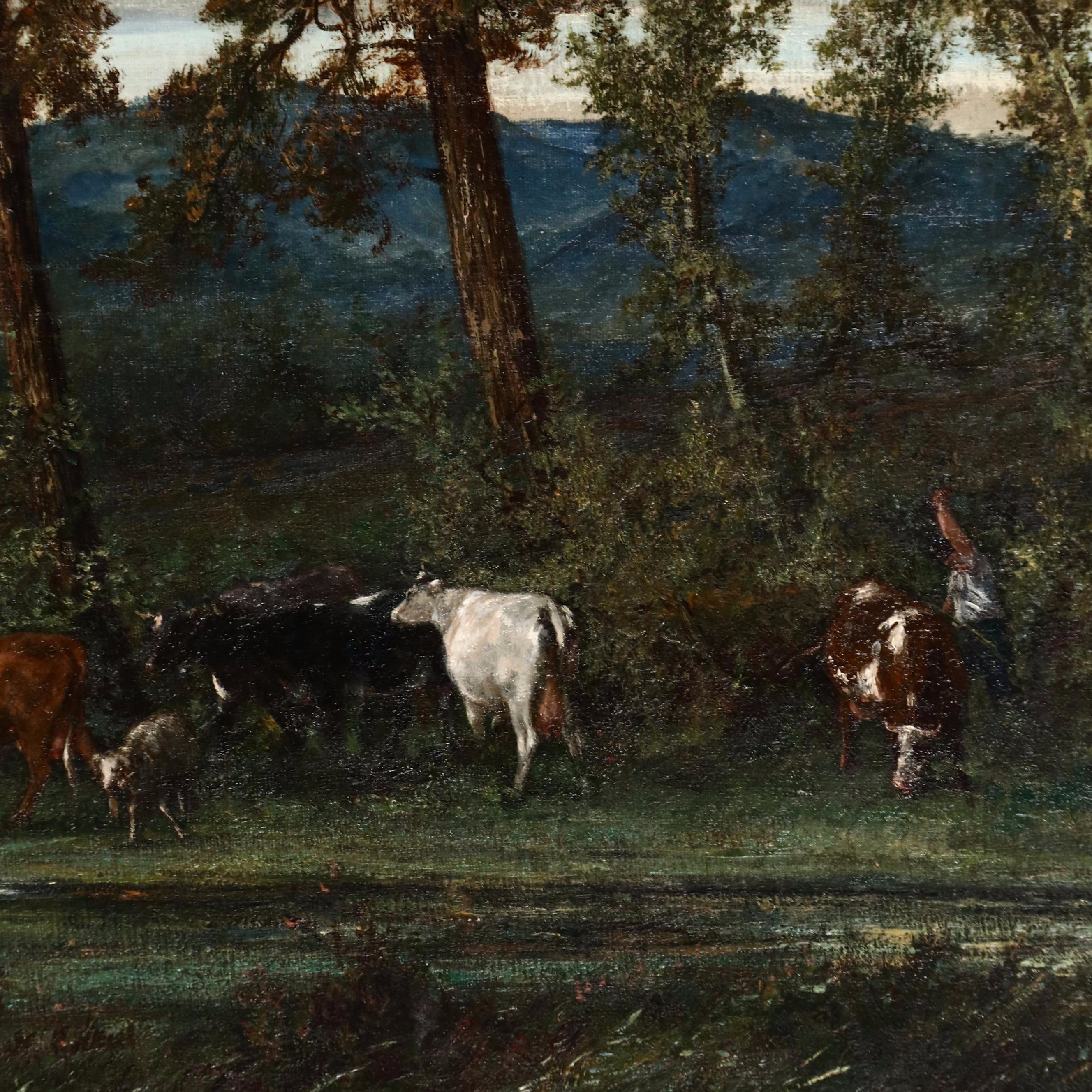 Rural Landscape Oil Painting, Circa 1867
