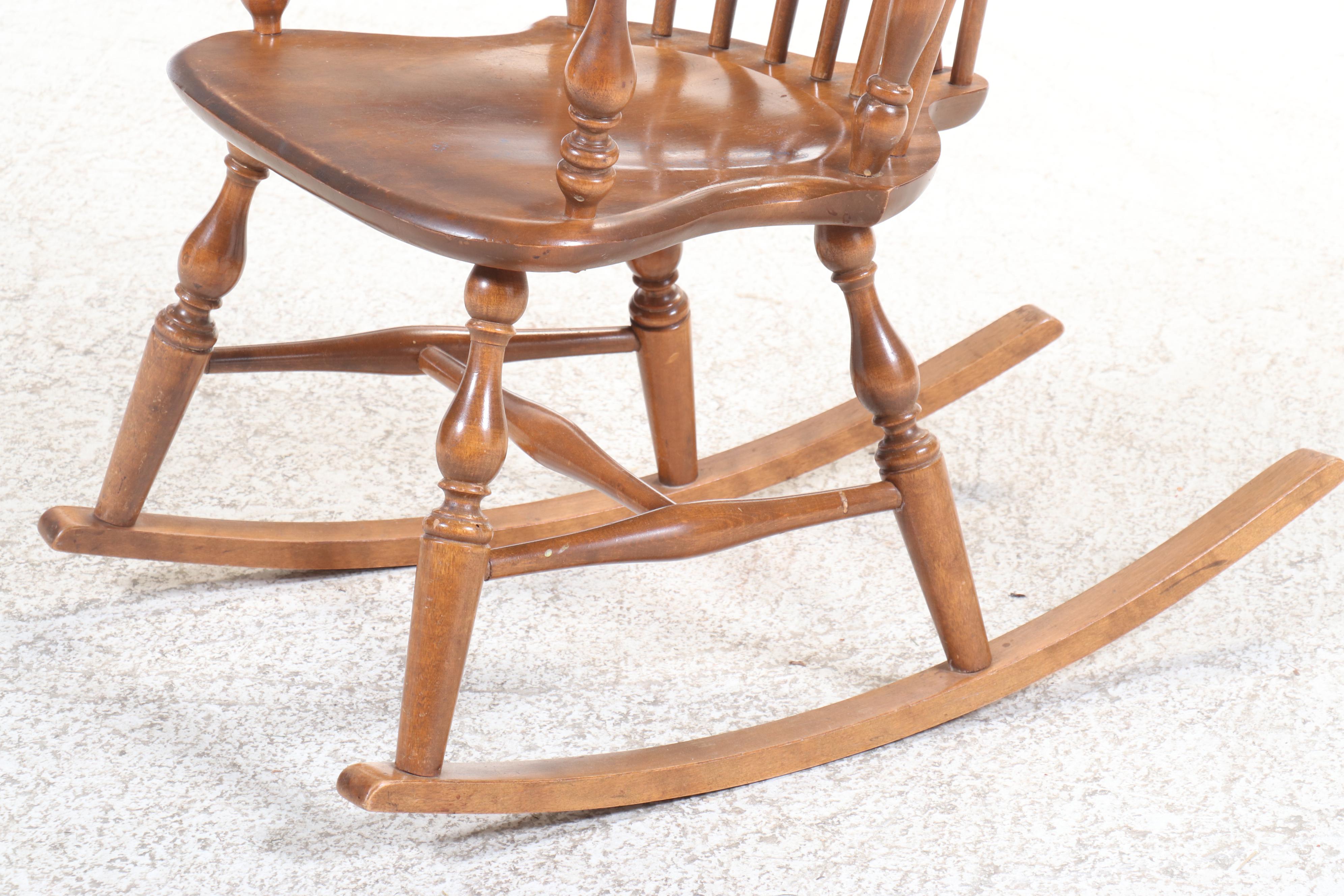 American Colonial Style Maple Brace-Back Windsor Rocking Chair
