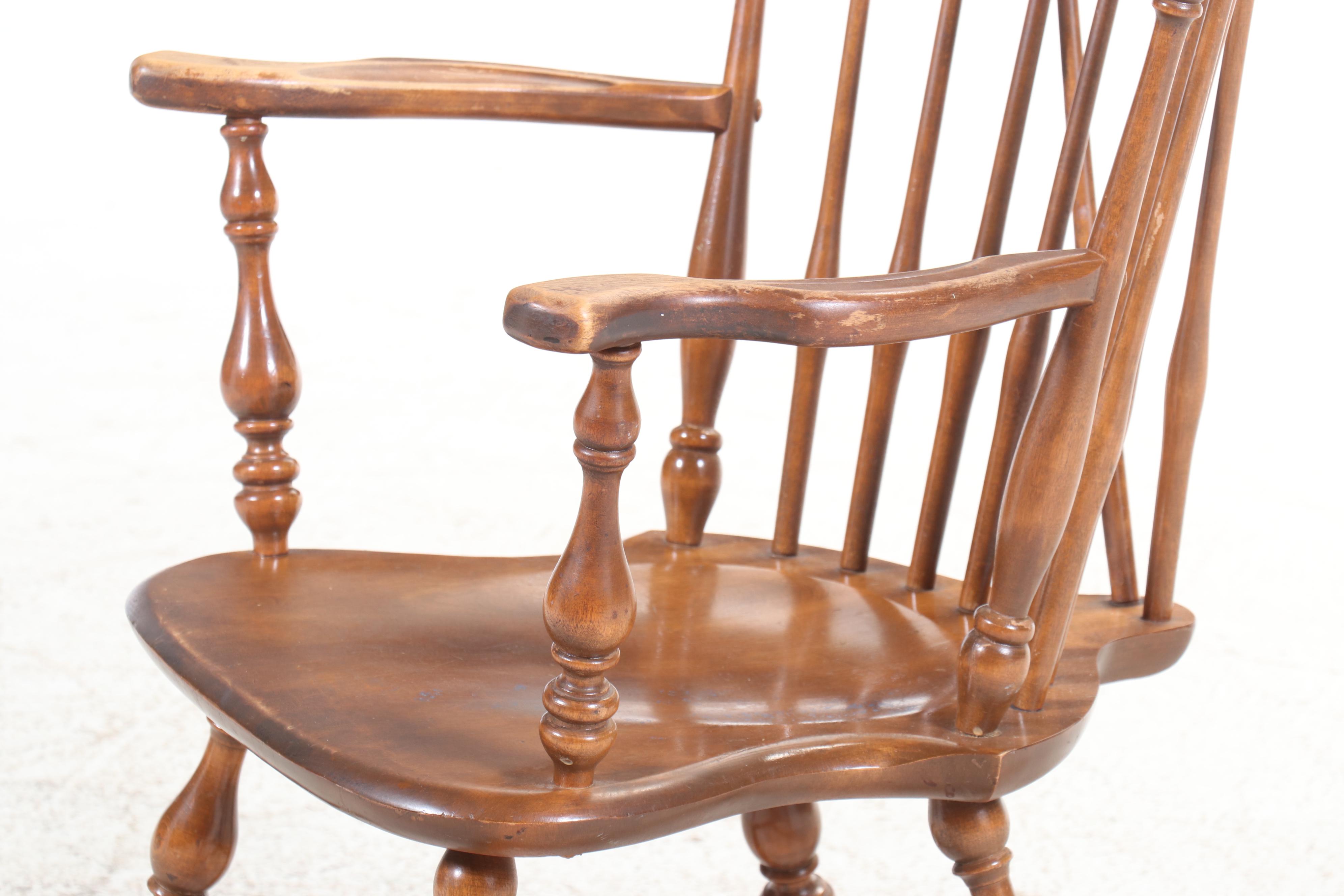 American Colonial Style Maple Brace-Back Windsor Rocking Chair