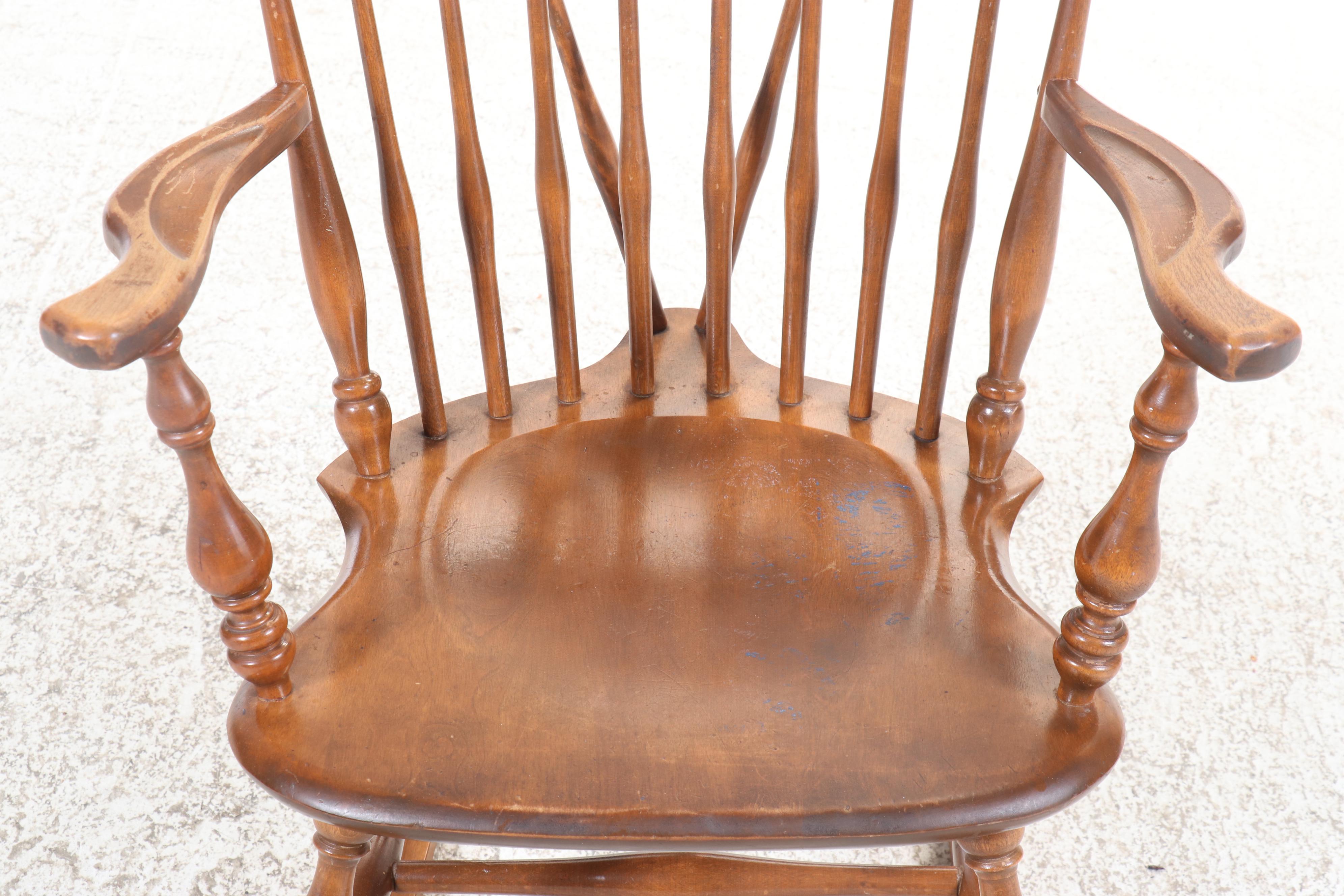 American Colonial Style Maple Brace-Back Windsor Rocking Chair