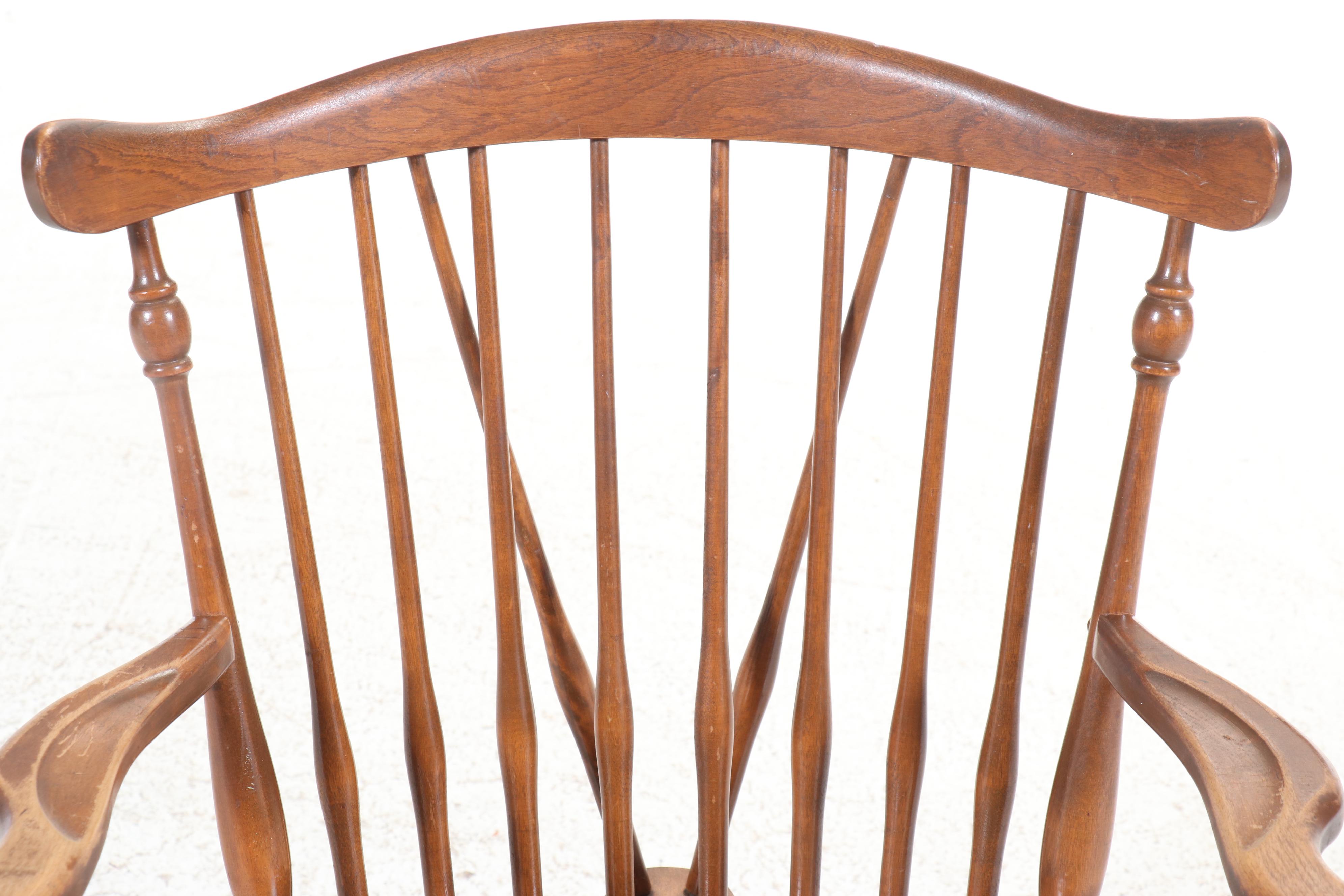American Colonial Style Maple Brace-Back Windsor Rocking Chair