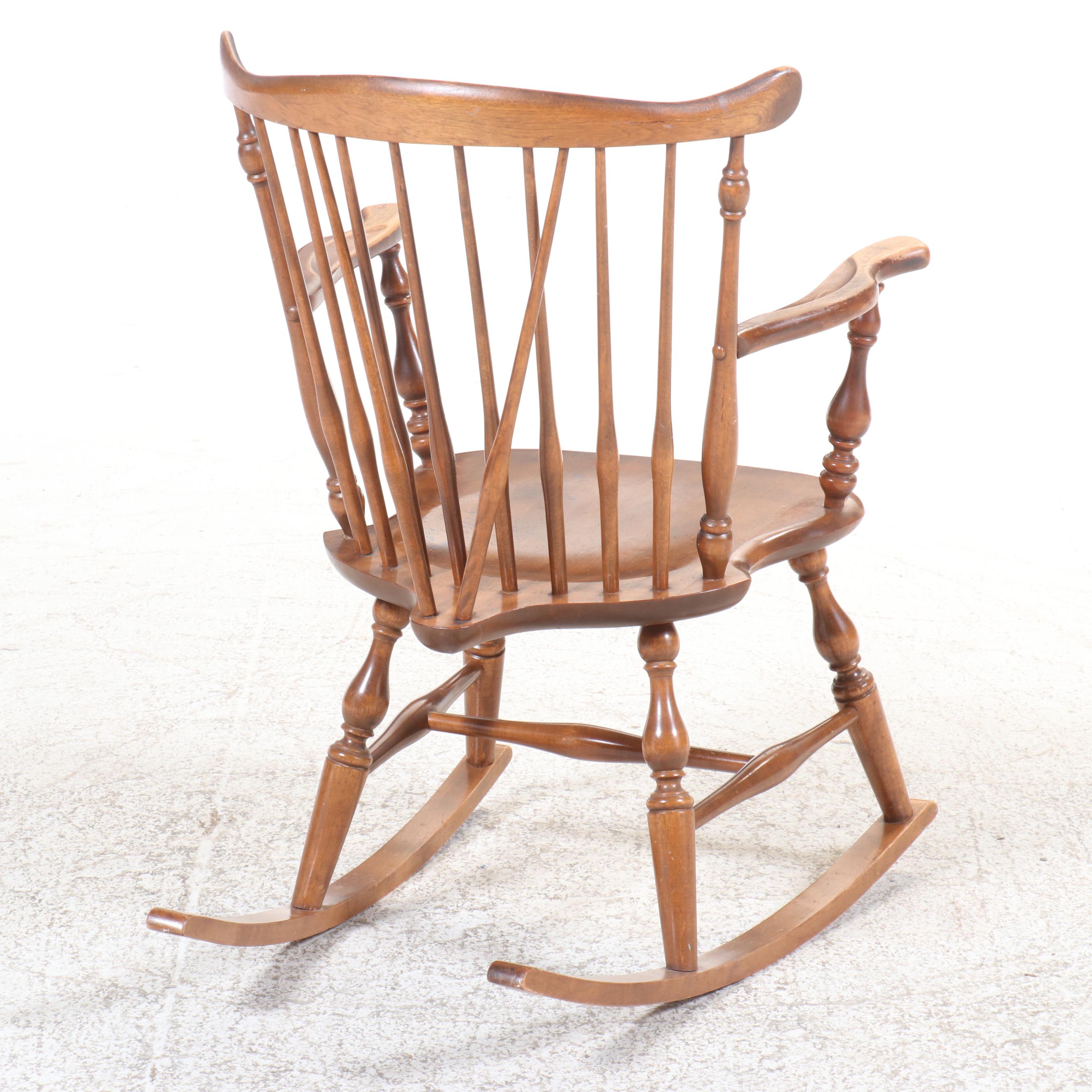 American Colonial Style Maple Brace-Back Windsor Rocking Chair