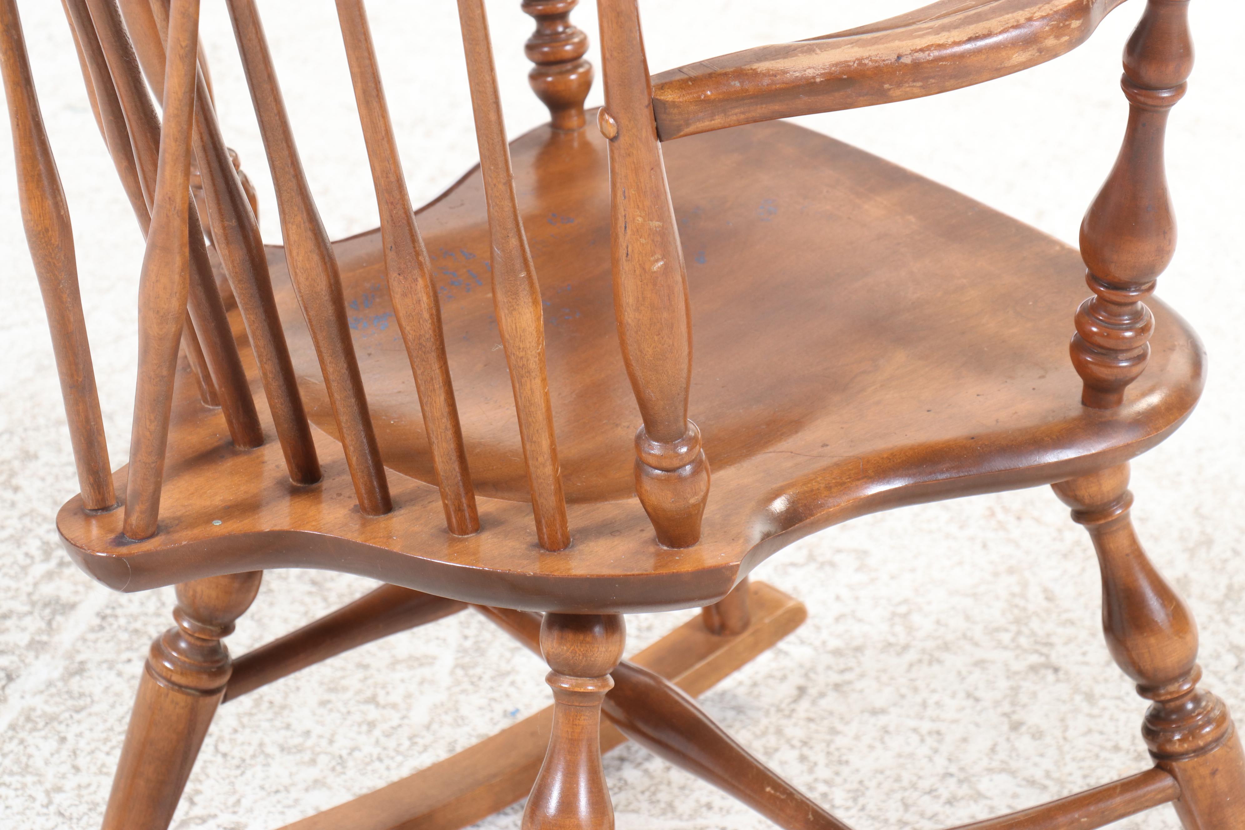 American Colonial Style Maple Brace-Back Windsor Rocking Chair