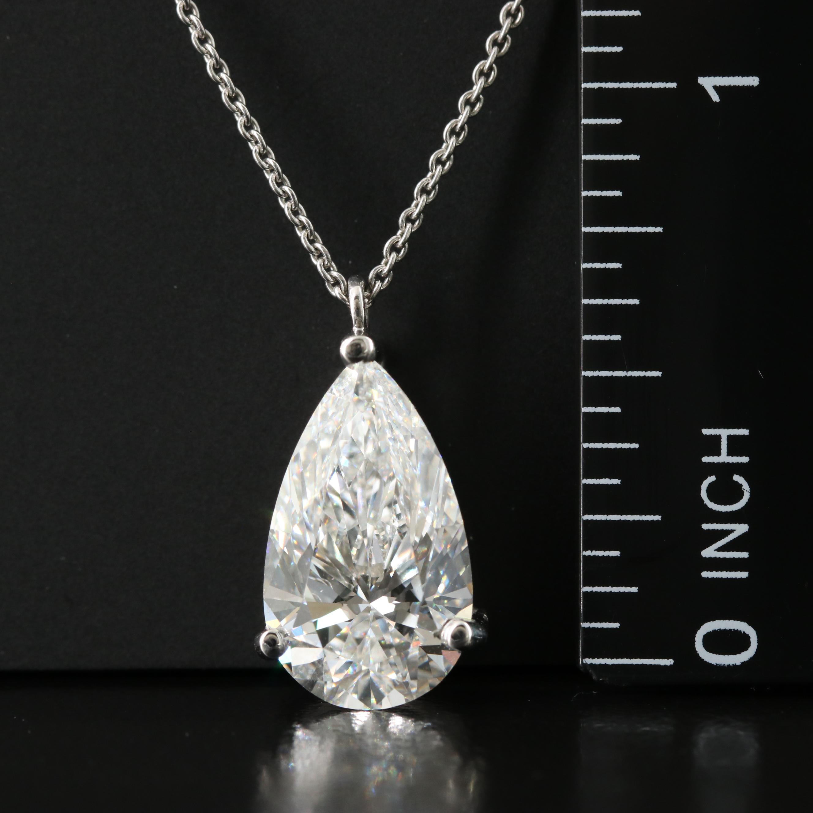 Platinum 4.79 CT Lab Grown Diamond Solitaire Pendant Necklace with IGI Report