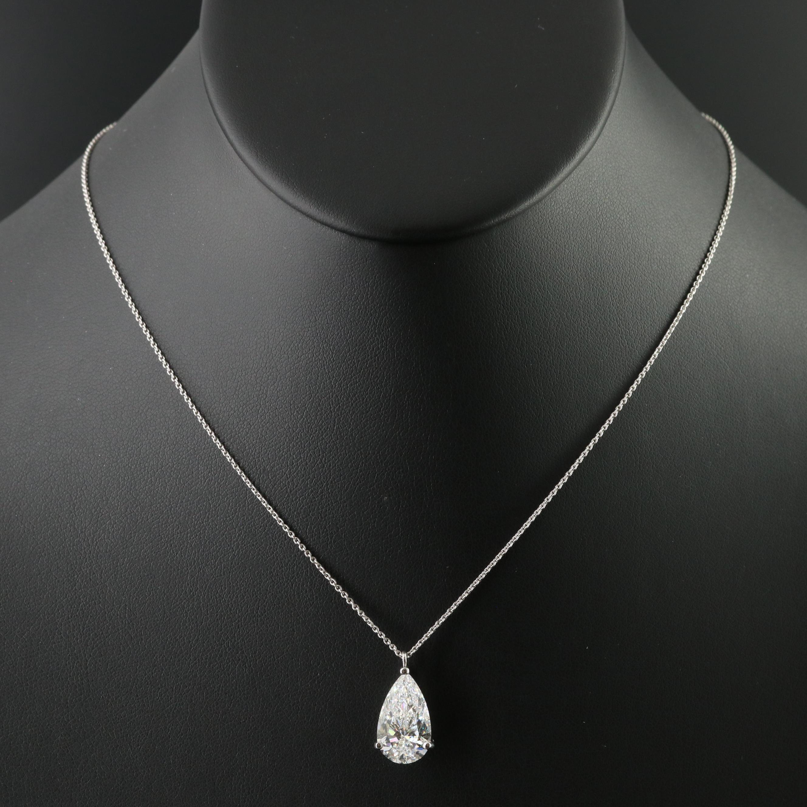 Platinum 4.79 CT Lab Grown Diamond Solitaire Pendant Necklace with IGI Report