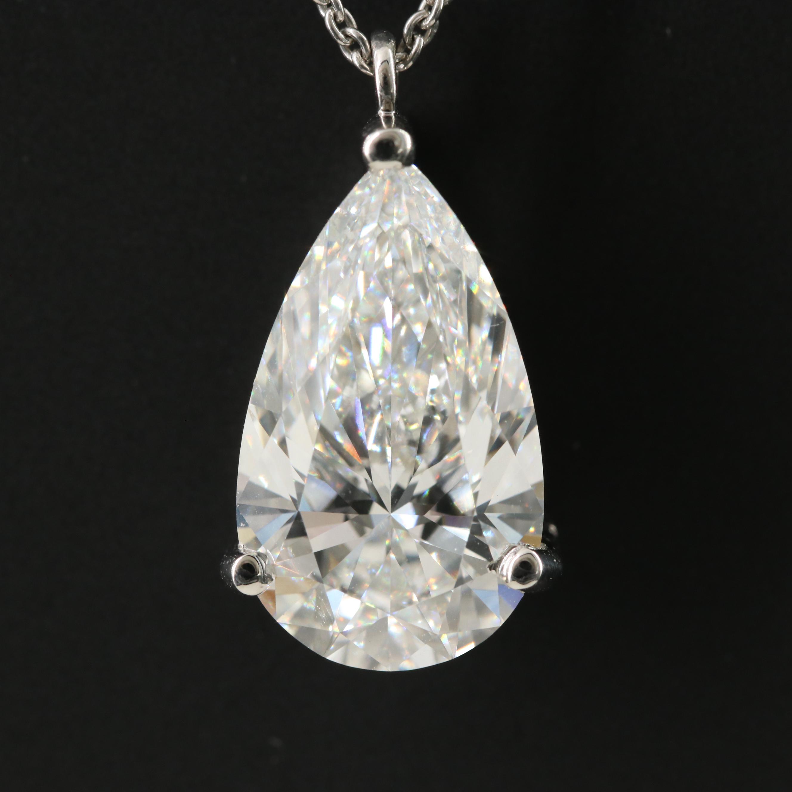 Platinum 4.79 CT Lab Grown Diamond Solitaire Pendant Necklace with IGI Report