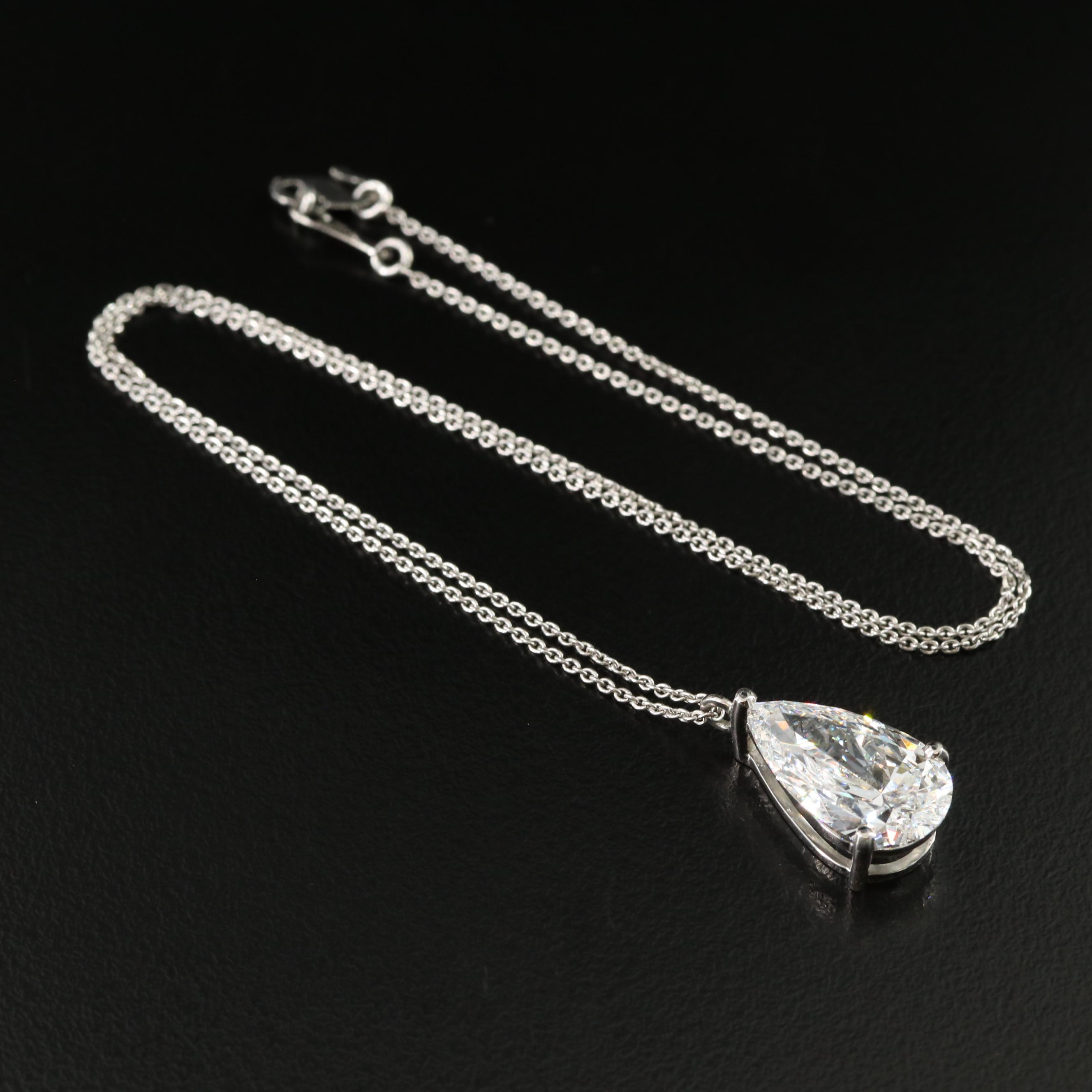 Platinum 4.79 CT Lab Grown Diamond Solitaire Pendant Necklace with IGI Report