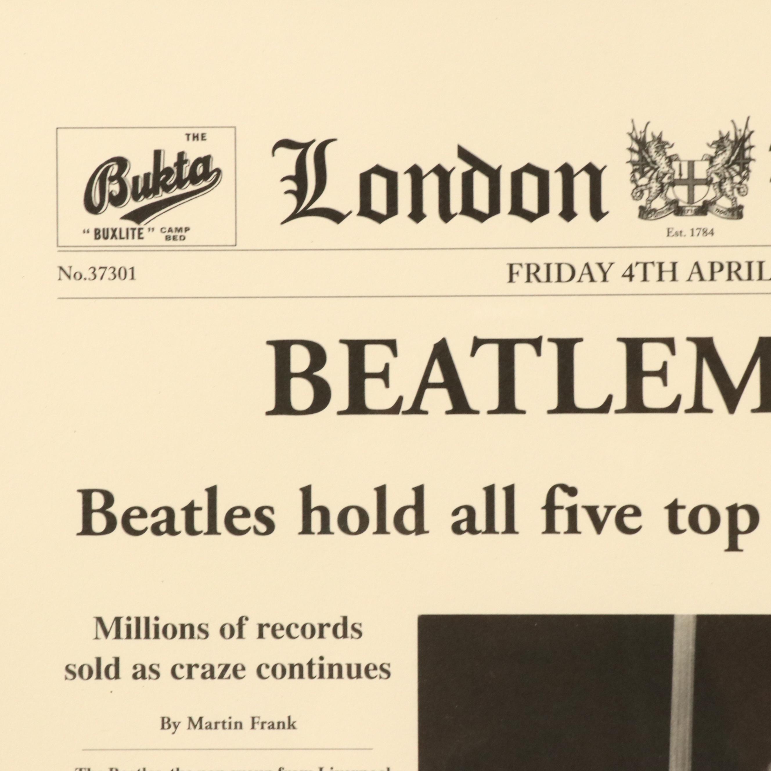 Reproduction London Herald "Beatlemania!" Article