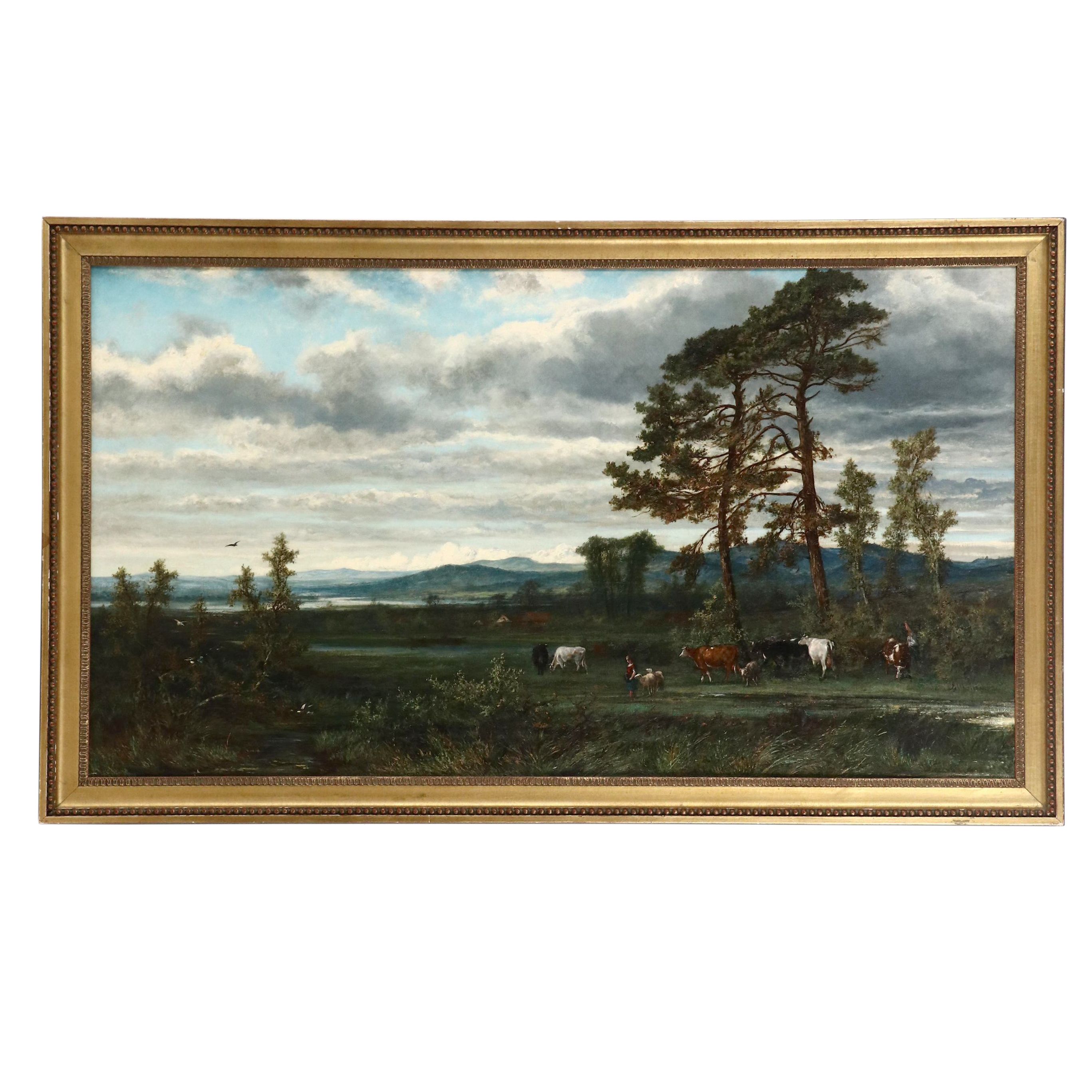 Rural Landscape Oil Painting, Circa 1867