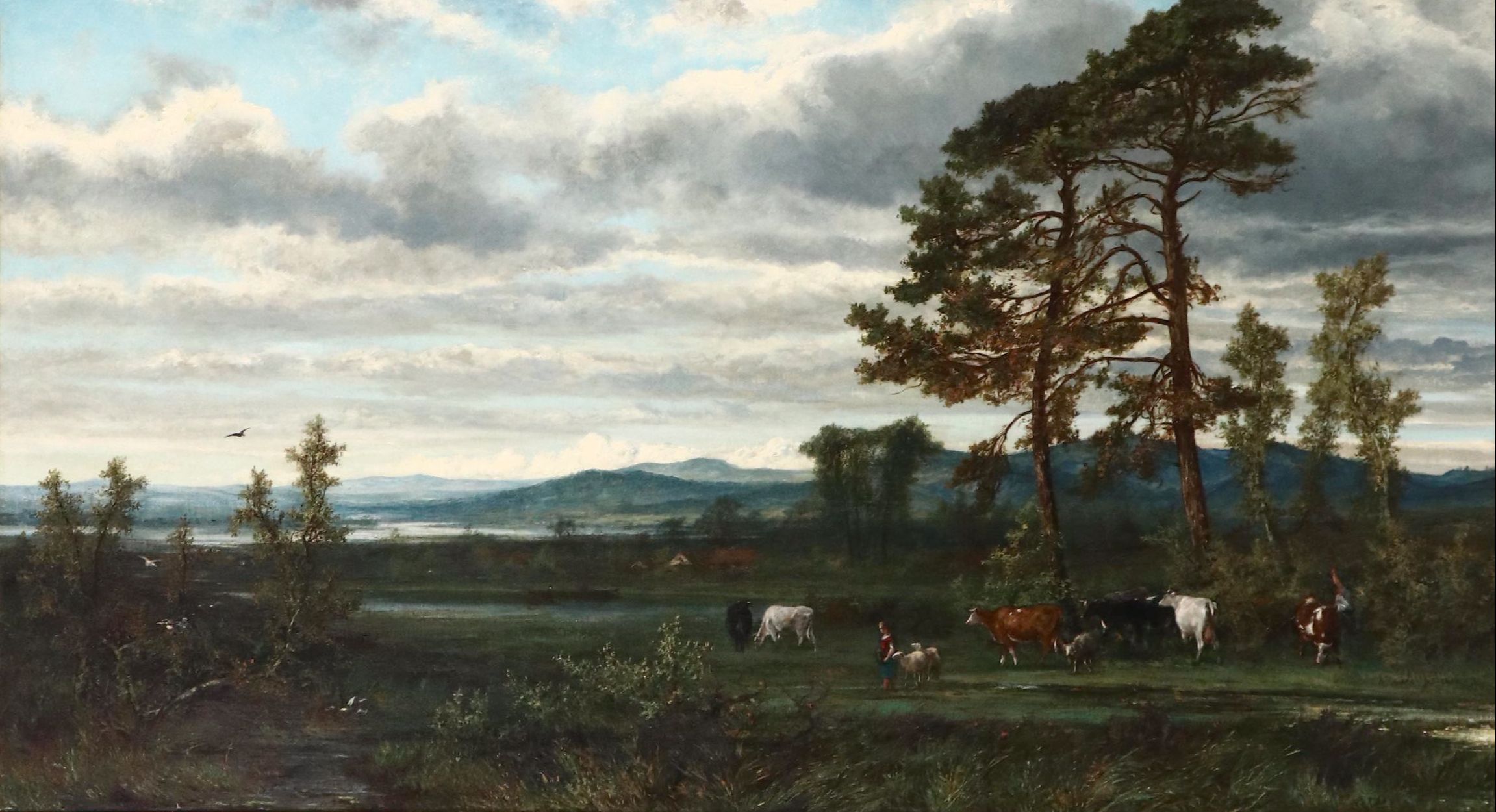 Rural Landscape Oil Painting, Circa 1867