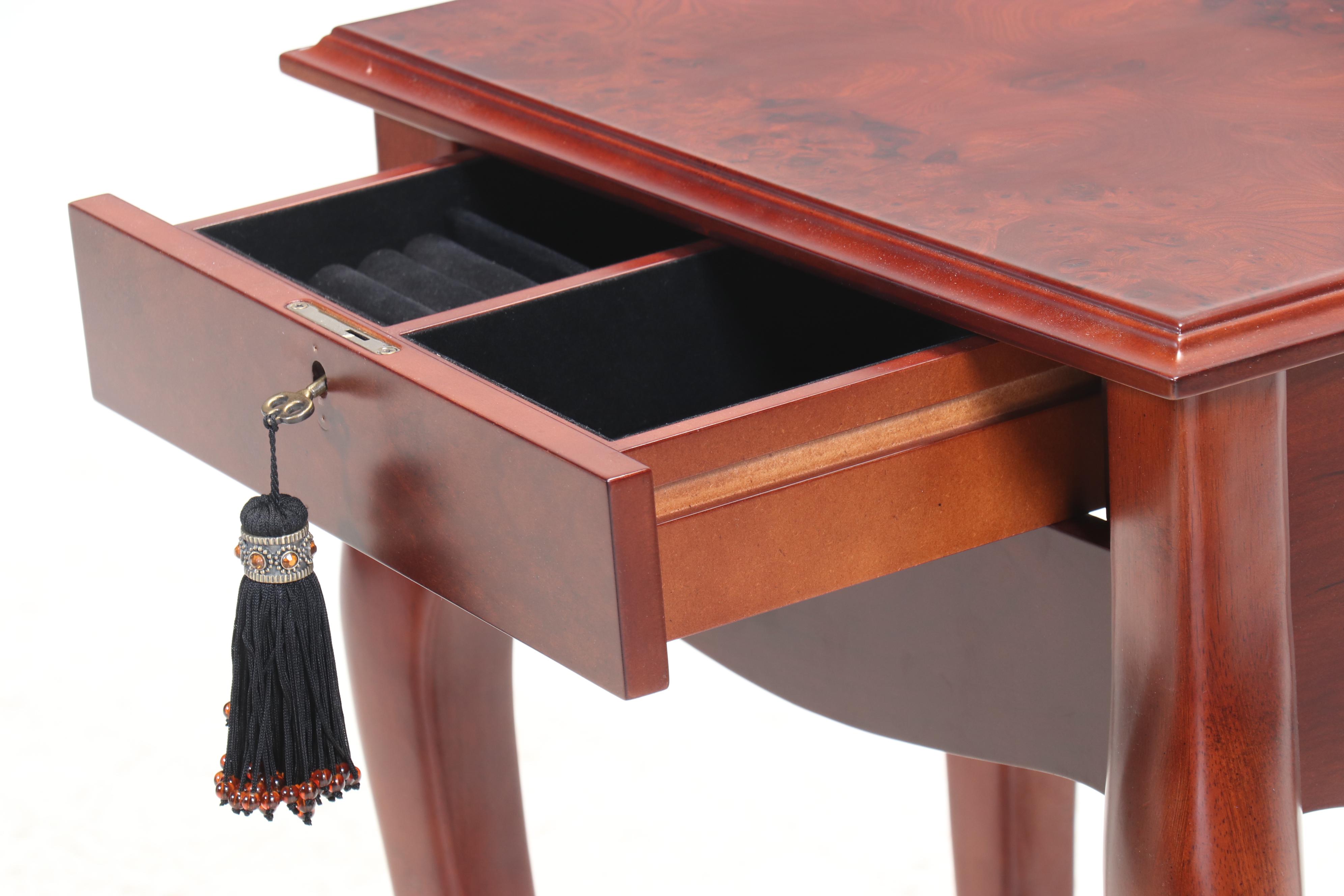 The Bombay Company French Style Burl Wood Dressing Table with Jewelry Drawer