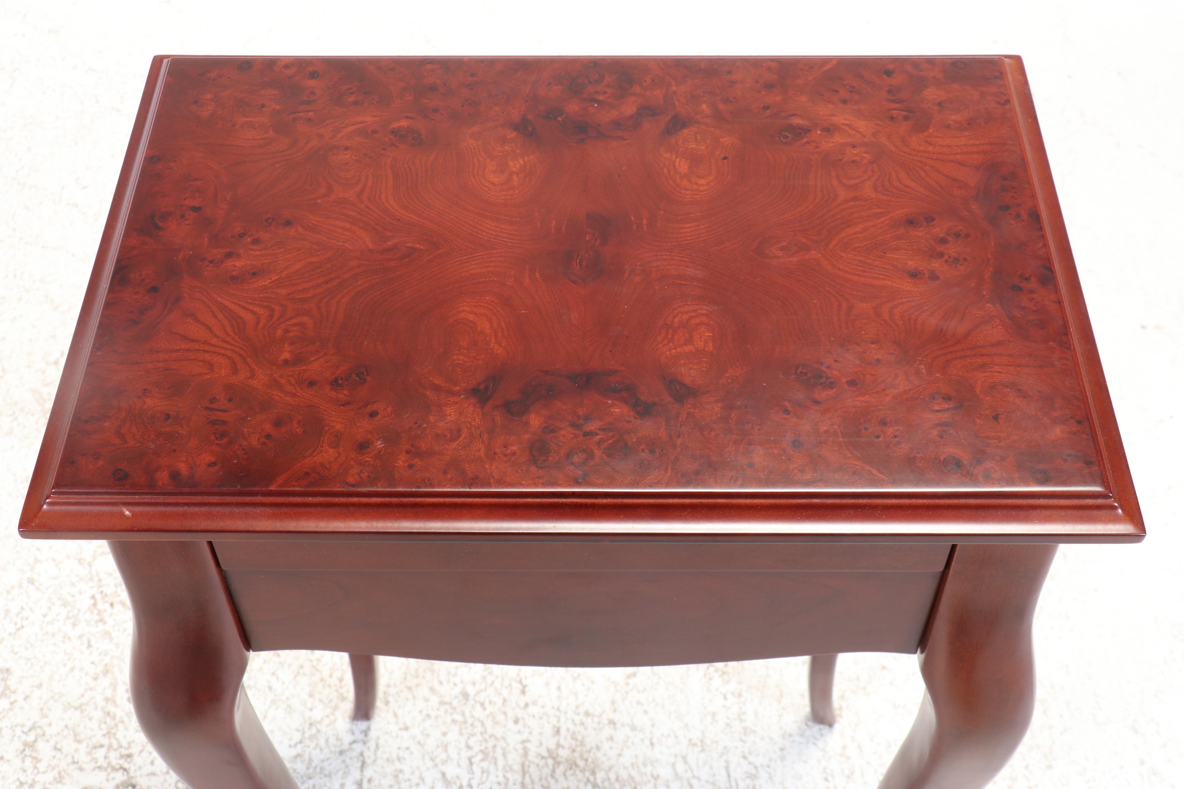 The Bombay Company French Style Burl Wood Dressing Table with Jewelry Drawer