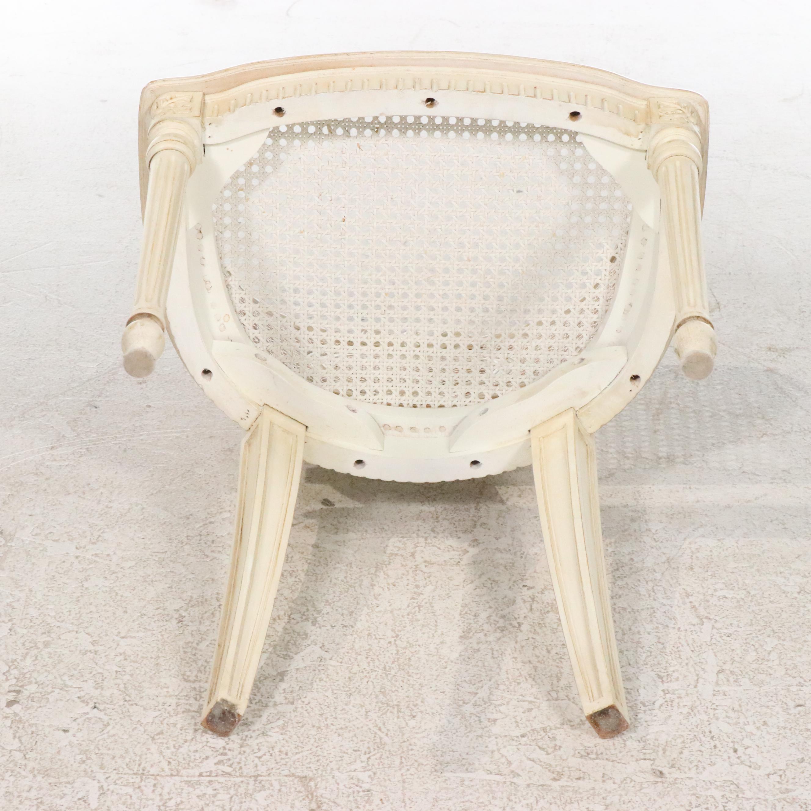 French Provincial Style Painted Wood and Caned Side Chair, Late 20th Century