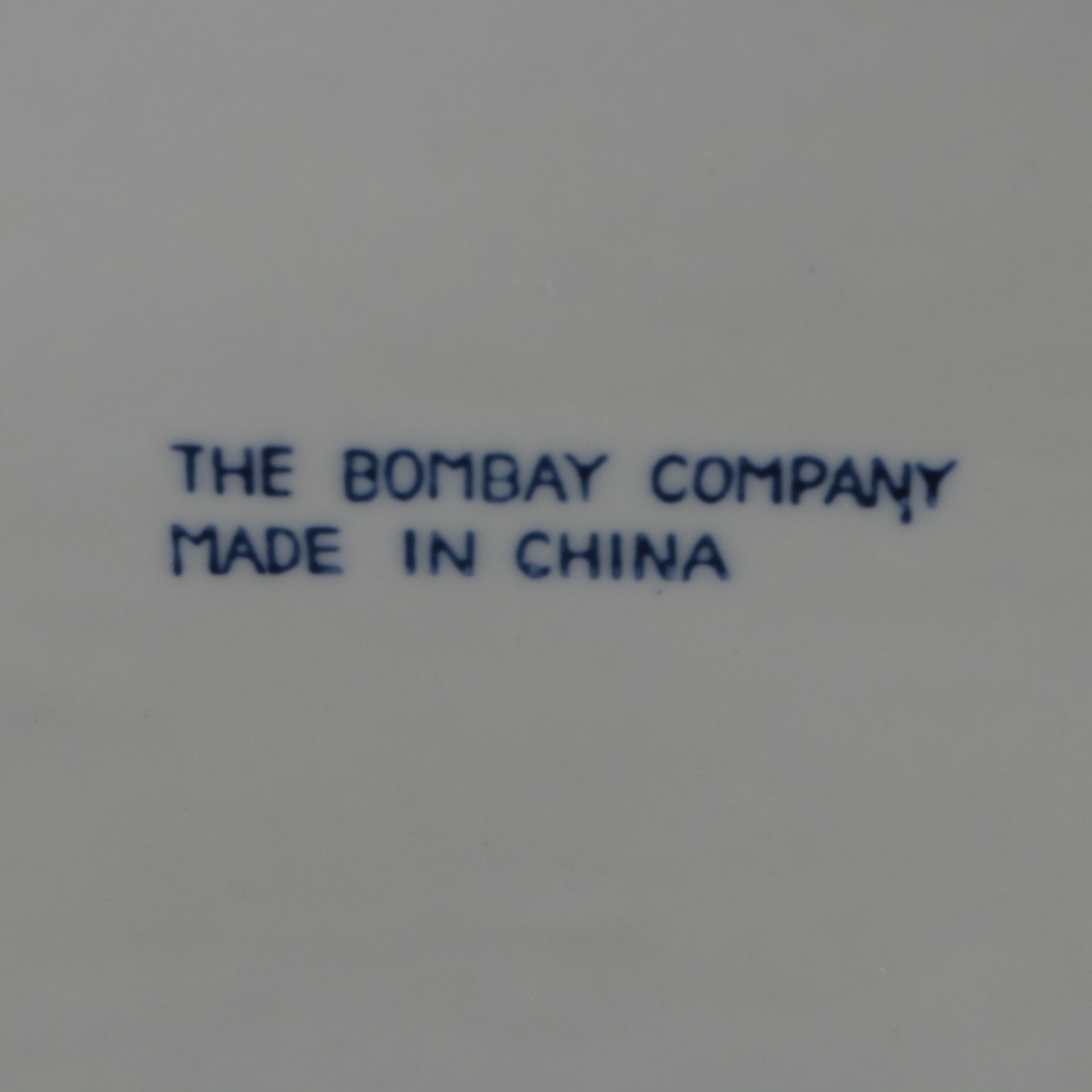 Bombay Blue and White "Double Happiness" Porcelain Planter and Bowl with Stands