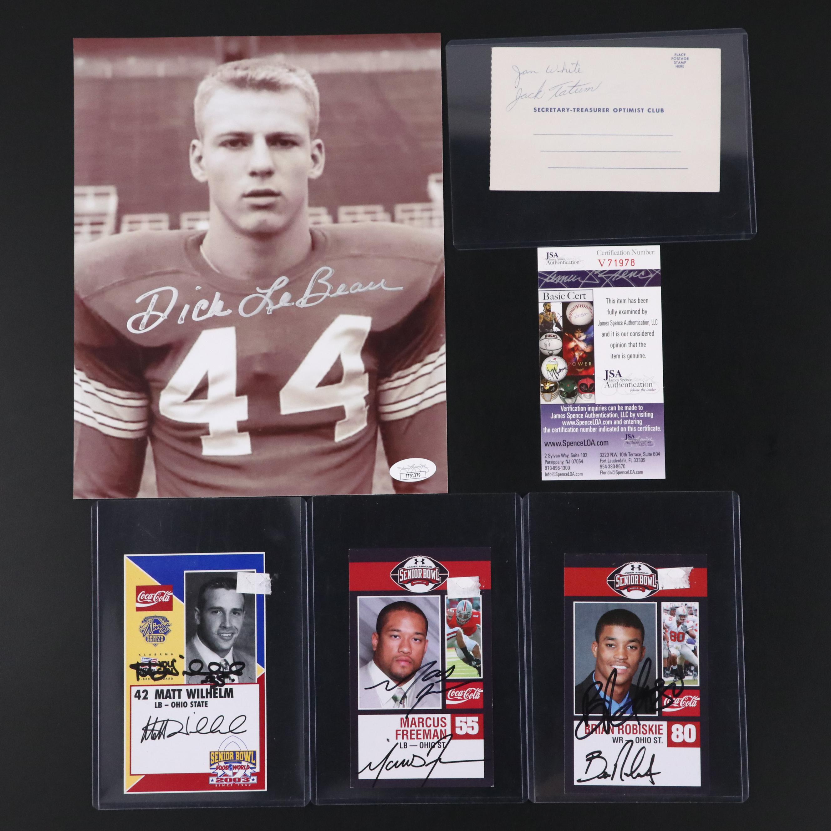 Dick LeBeau, Jack Tatum, Marcus Freeman, and More Signed Football Pieces