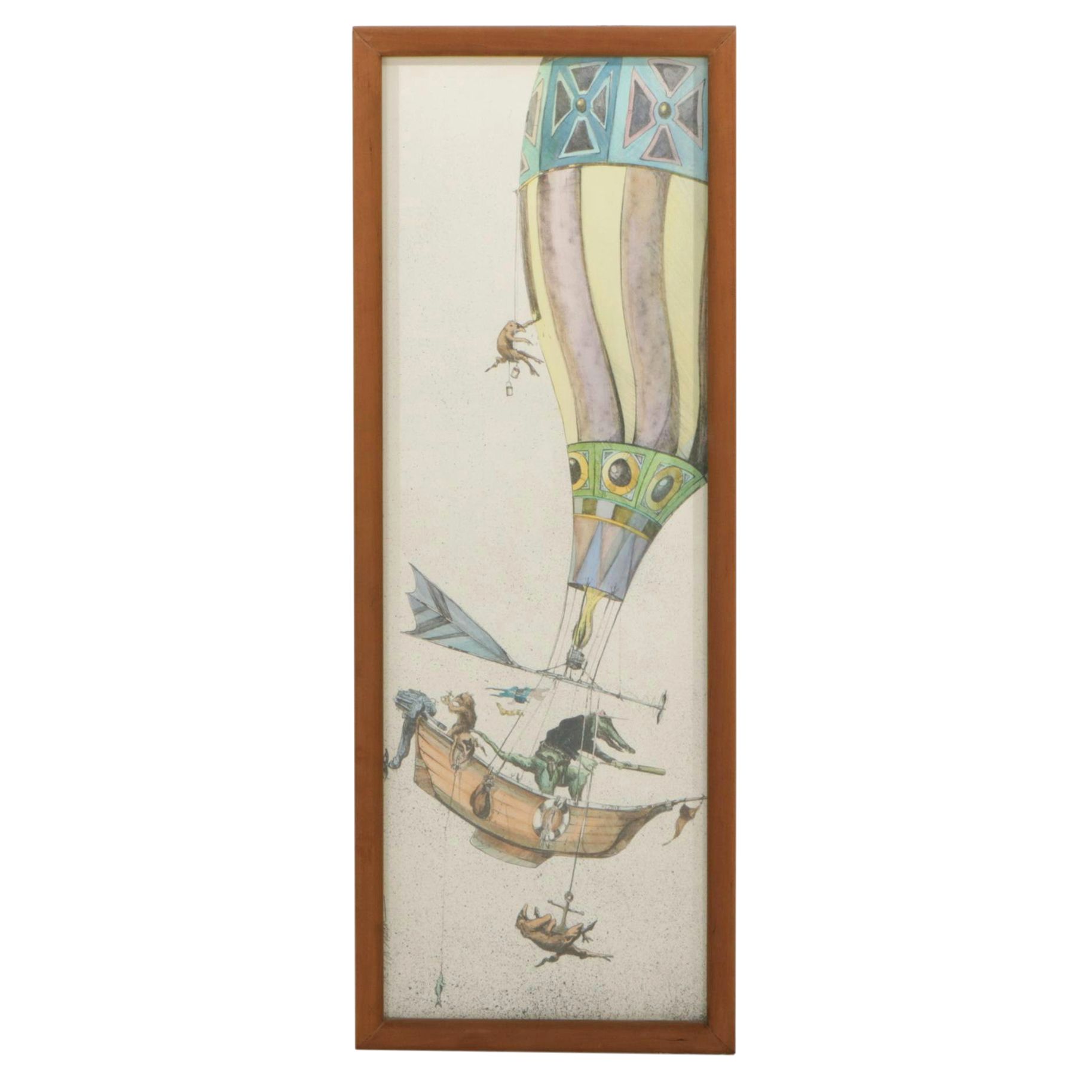 Silkscreen Print of Mystical Creature Airborne Exploration, 20th Century