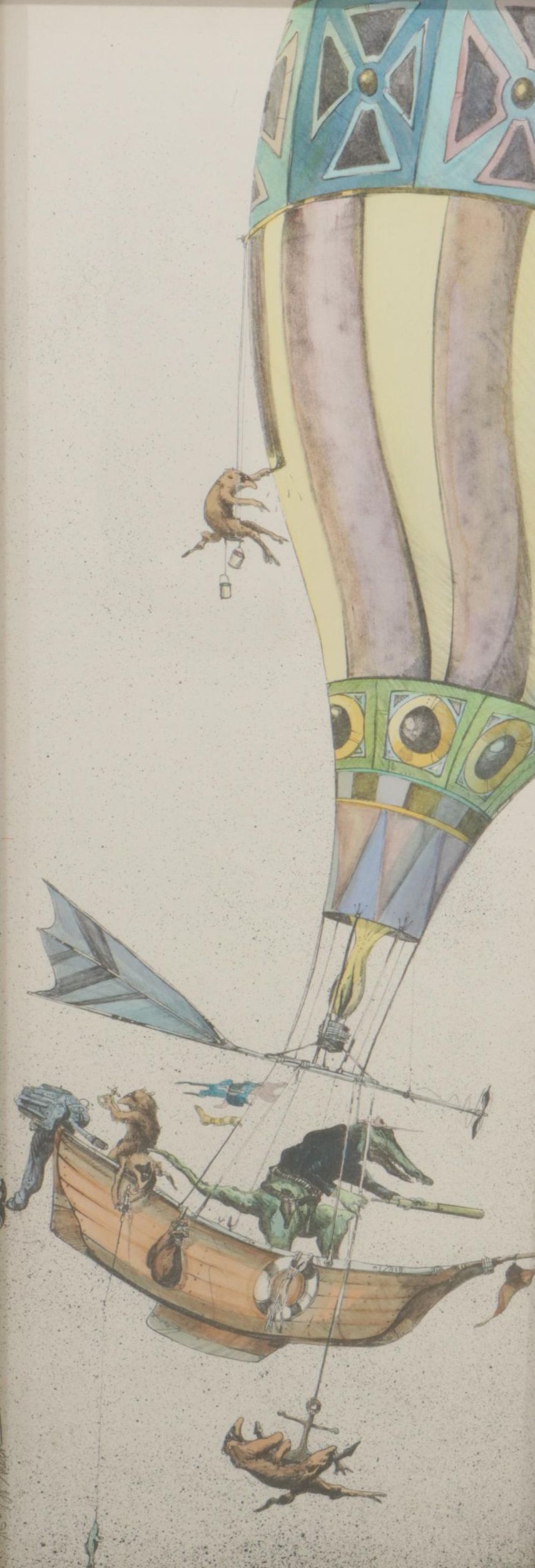 Silkscreen Print of Mystical Creature Airborne Exploration, 20th Century