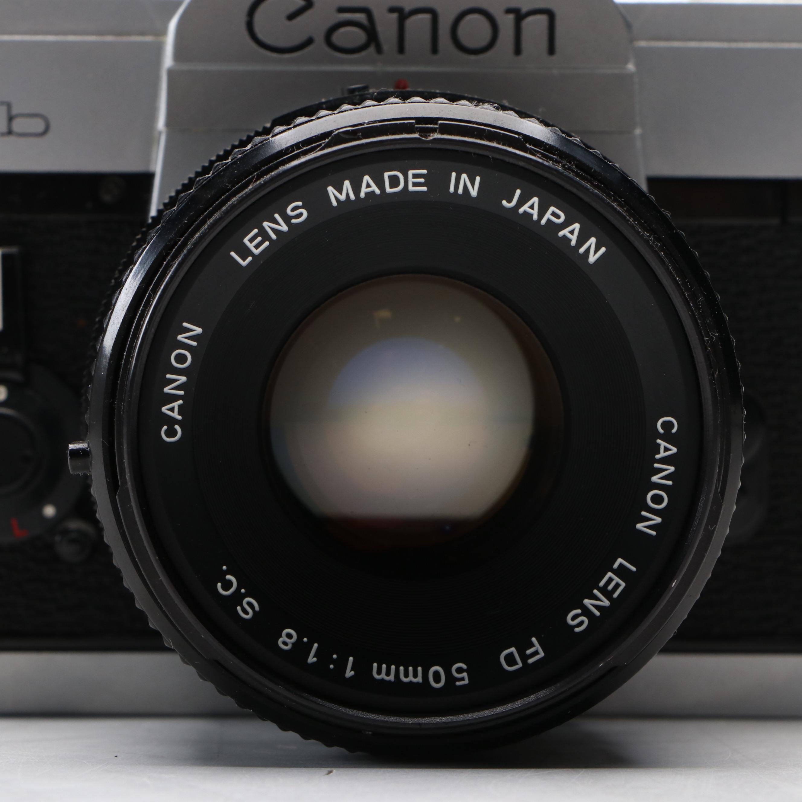 Canon FTb QL SLR and Kodak Target Six-20 Box Camera, Mid to Late 20th Century