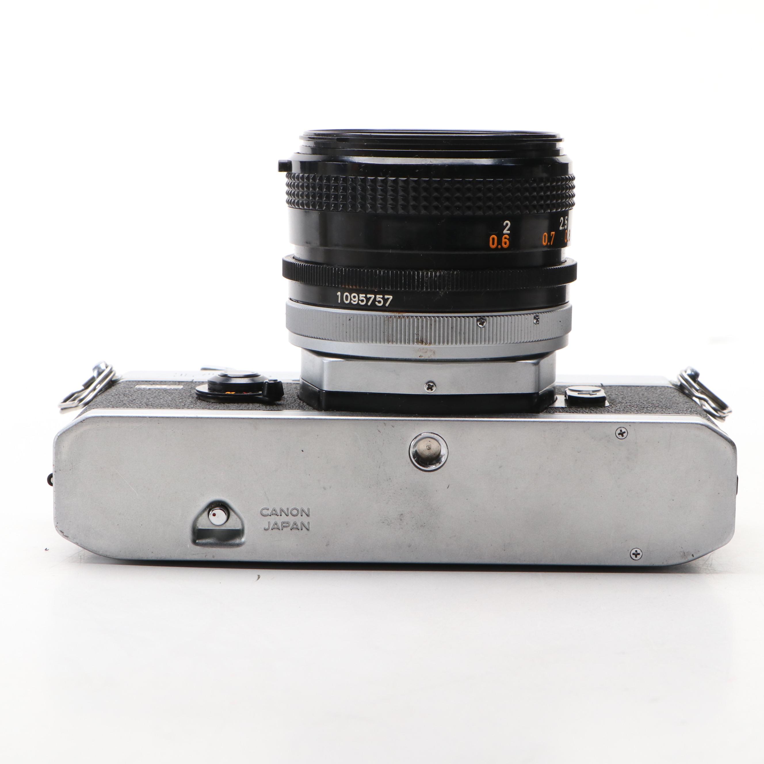 Canon FTb QL SLR and Kodak Target Six-20 Box Camera, Mid to Late 20th Century