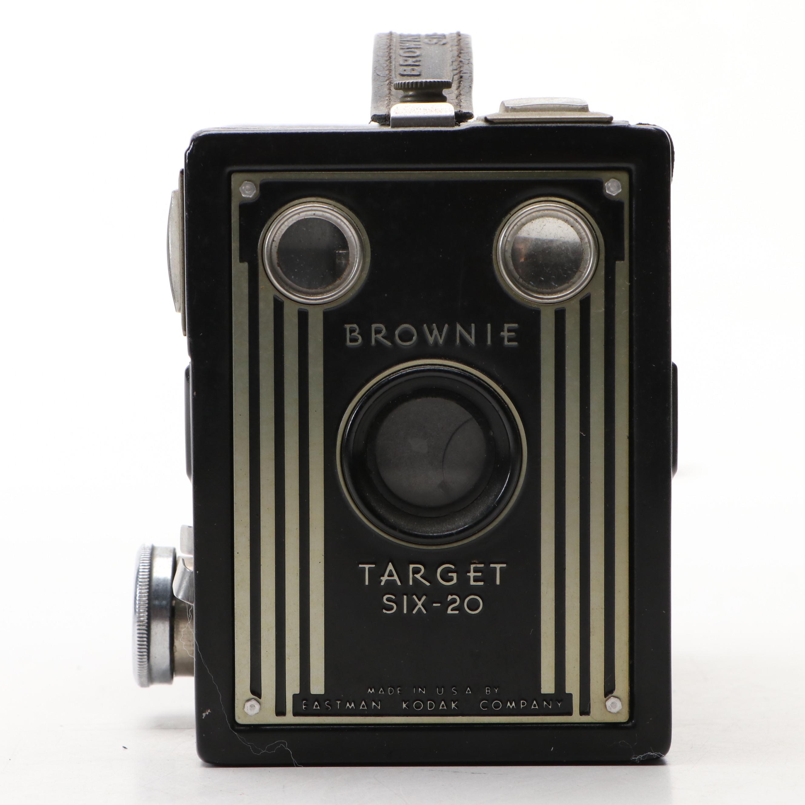 Canon FTb QL SLR and Kodak Target Six-20 Box Camera, Mid to Late 20th Century