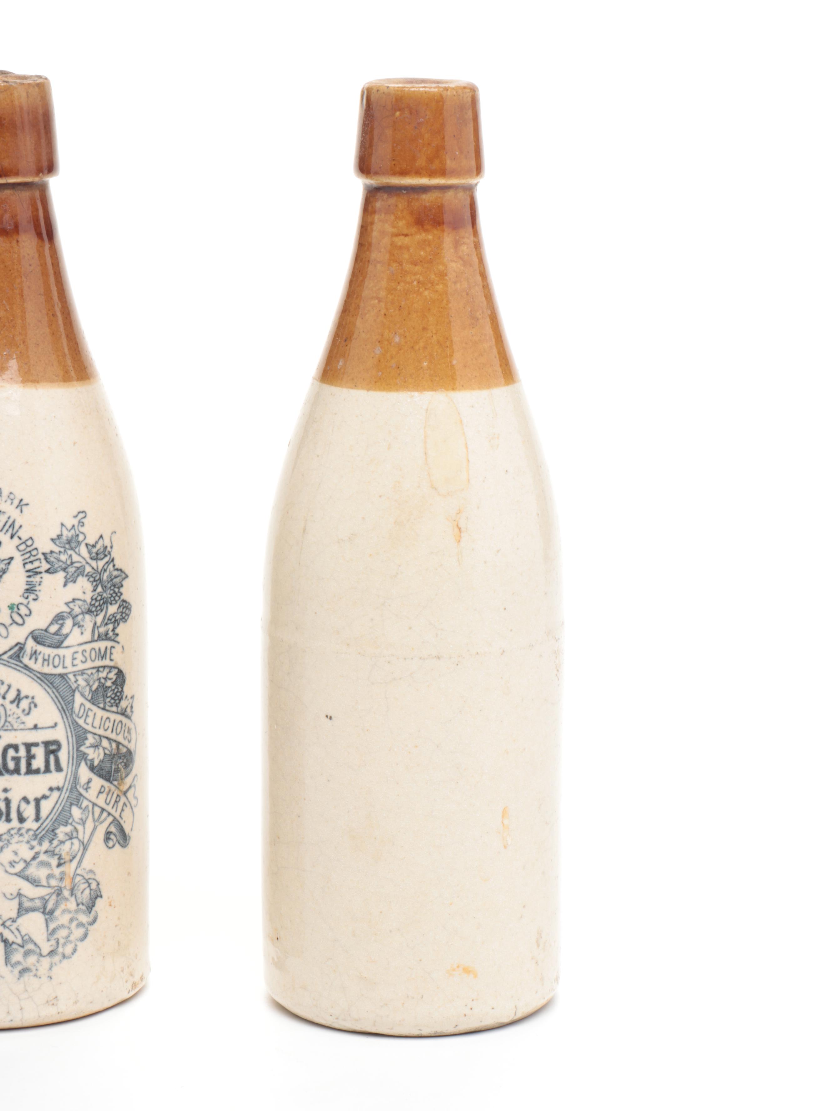 Moerlein's Old Jug-Lager Salt Glazed Stoneware Bottles, Late 19th C.