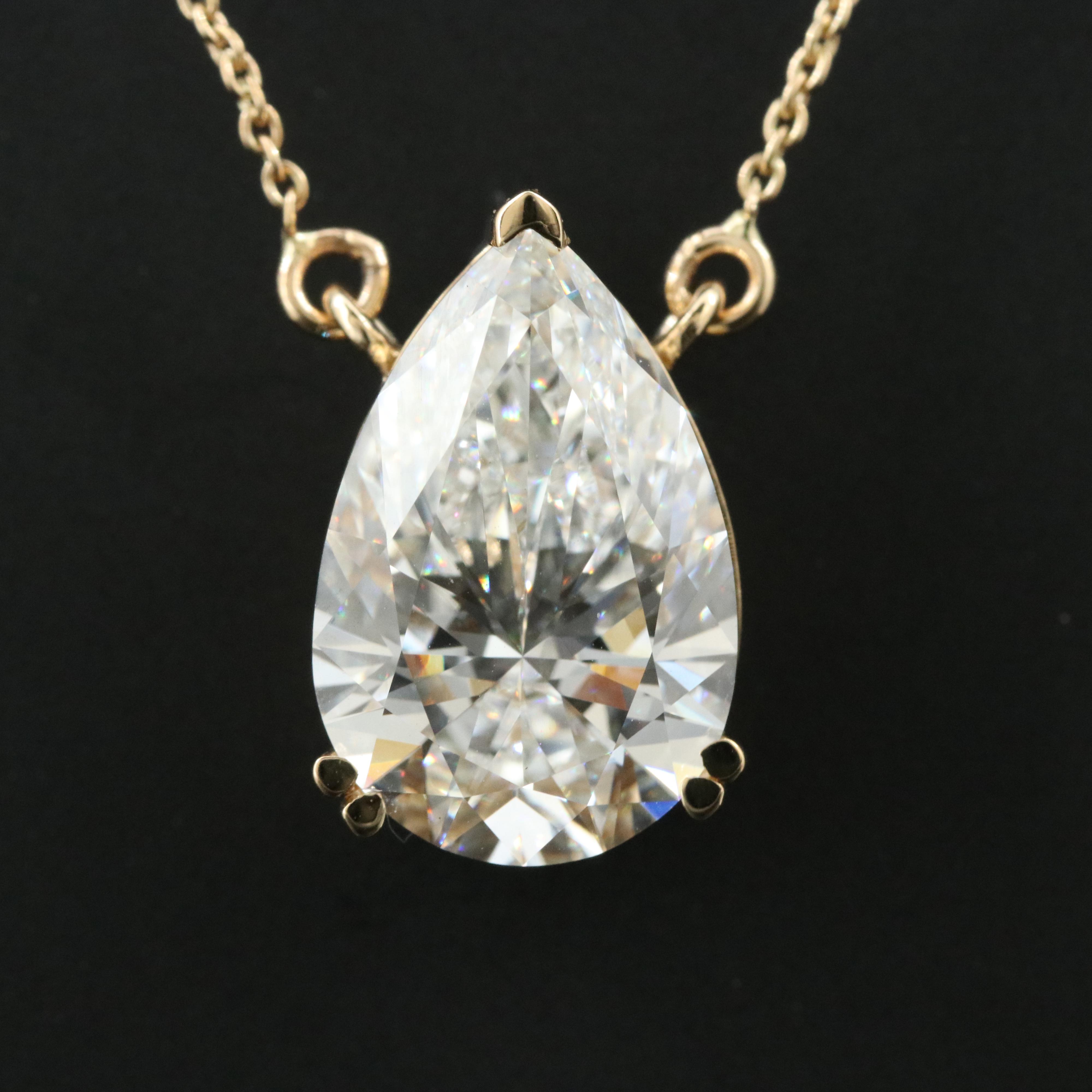 18K 5.55 CT Lab Grown Diamond Solitaire Necklace with IGI Report