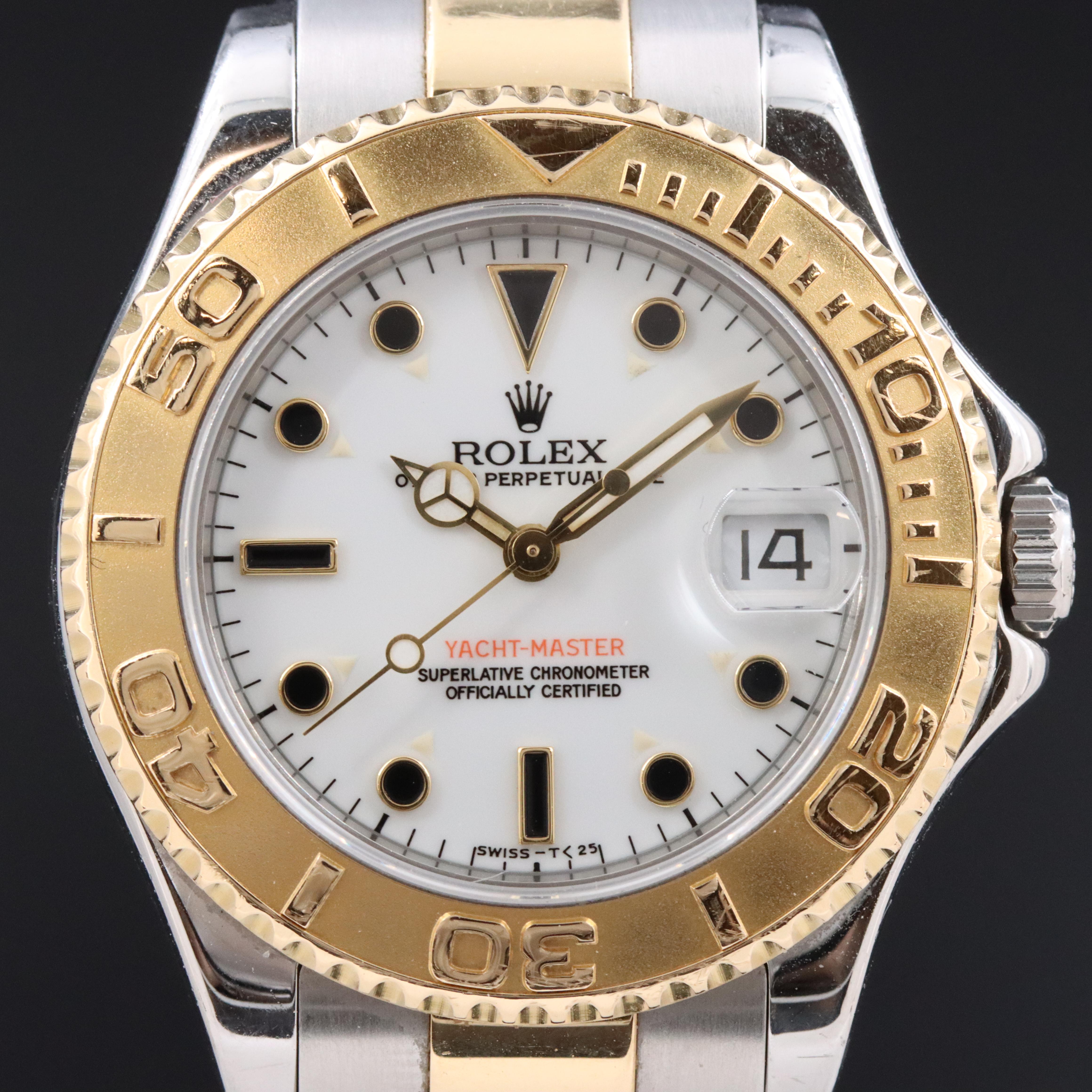 Rolex Yacht-Master 68623 White 35mm 18K Gold & Steel Automatic Watch c.1996