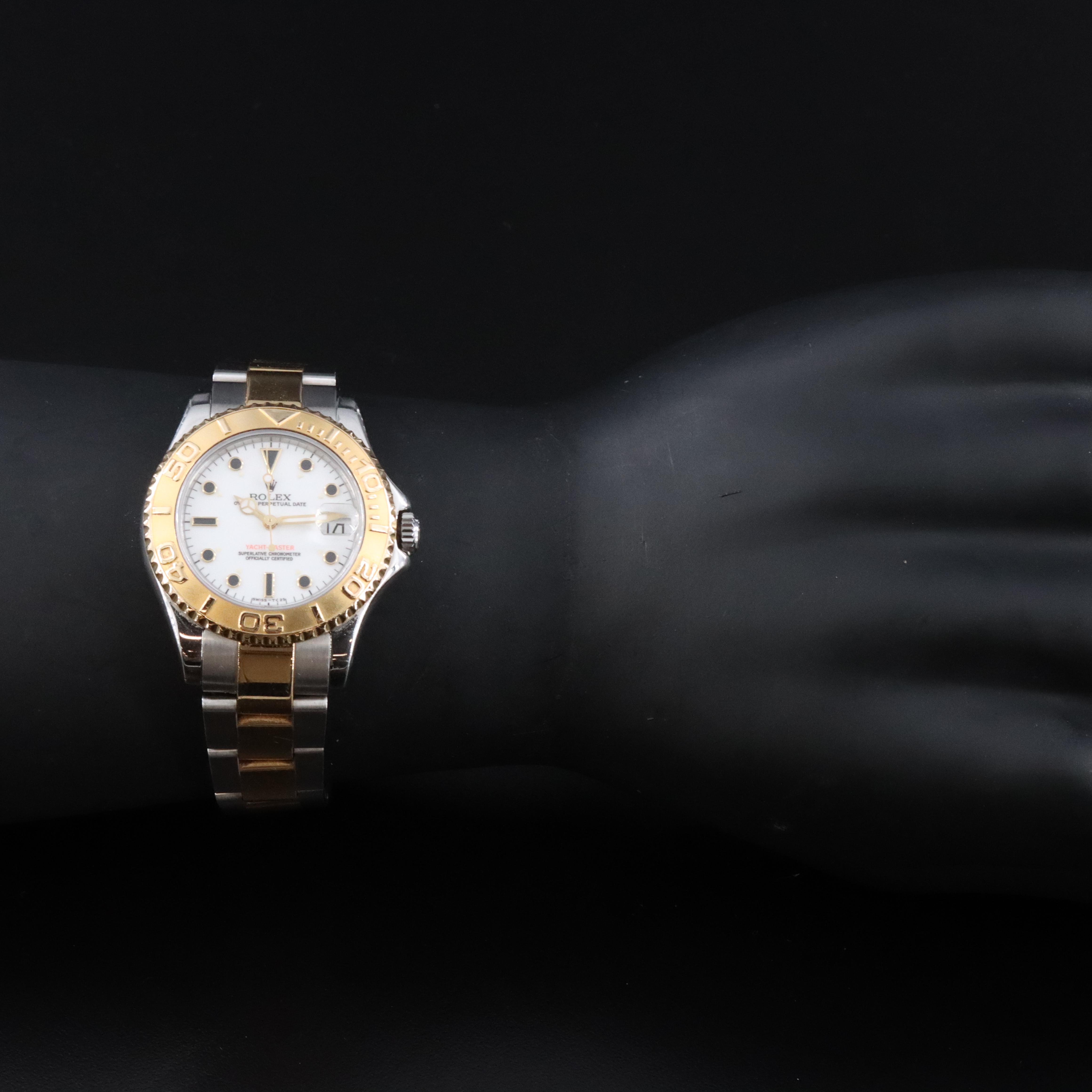 Rolex Yacht-Master 68623 White 35mm 18K Gold & Steel Automatic Watch c.1996