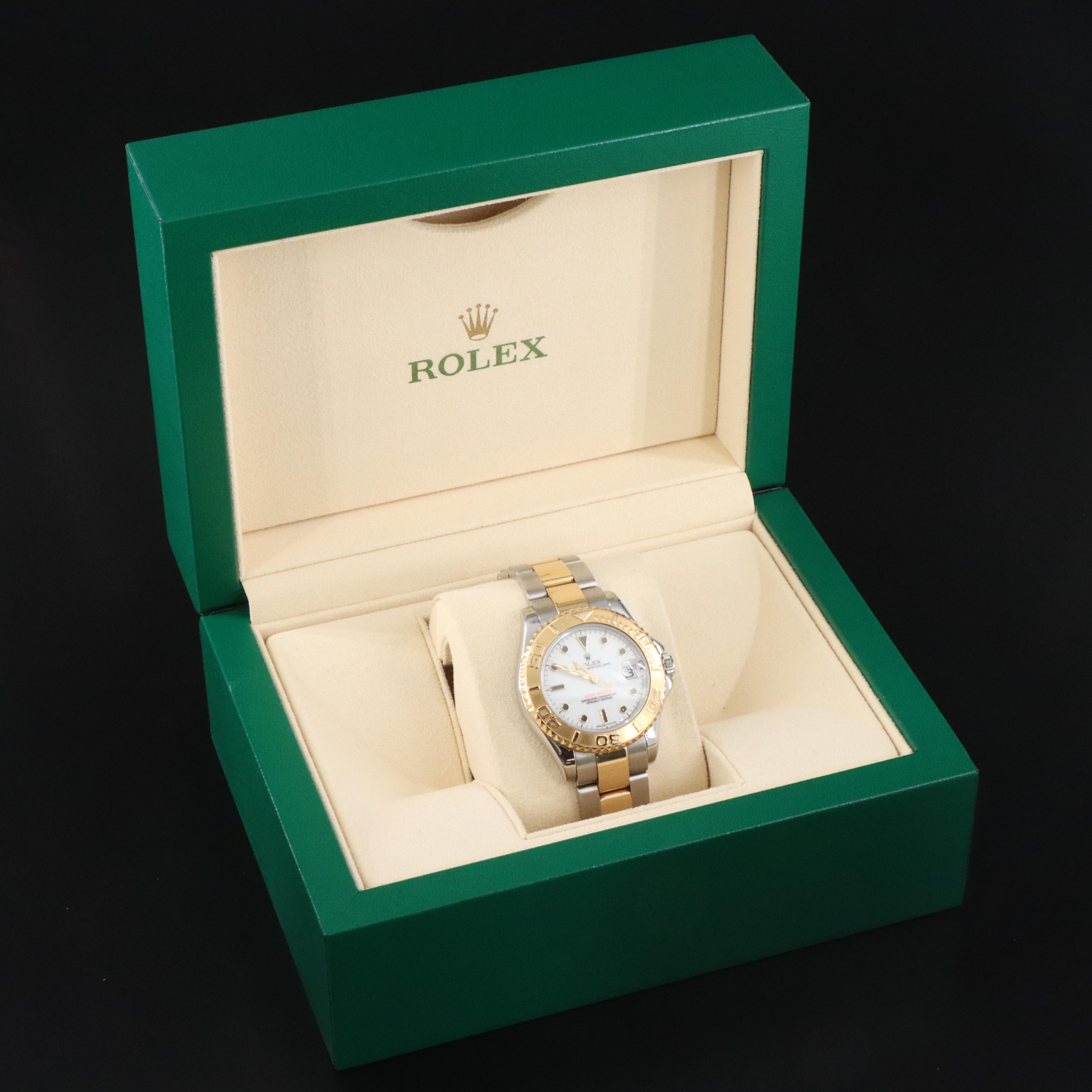 Rolex Yacht-Master 68623 White 35mm 18K Gold & Steel Automatic Watch c.1996