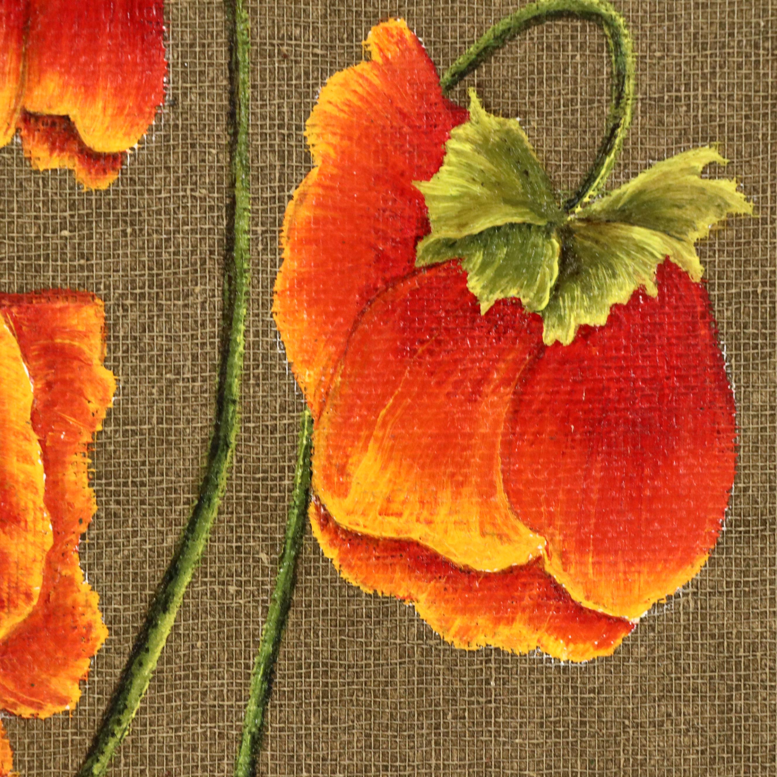 Betty Letscher Oil Painting Still Life with Red Poppies, 1974