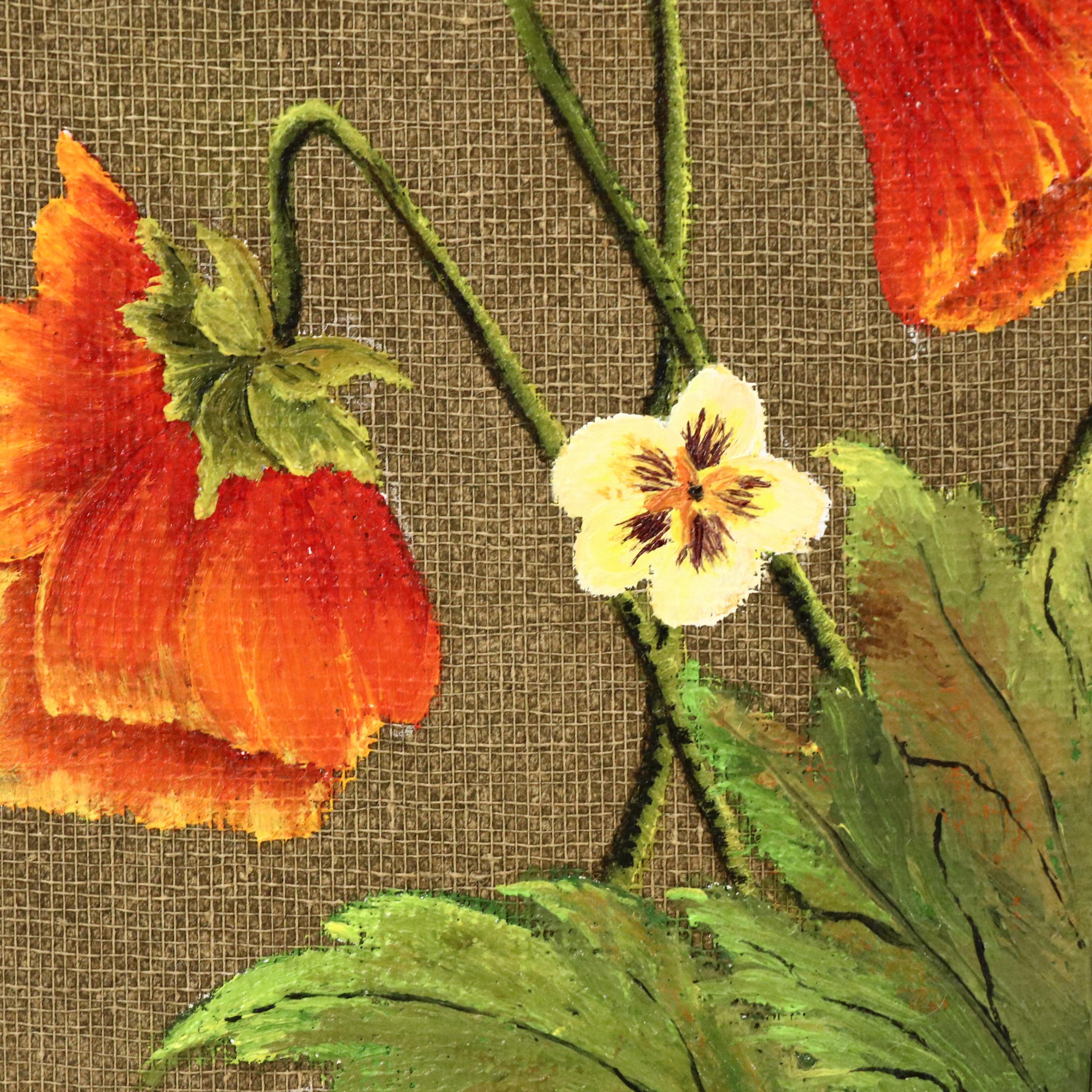 Betty Letscher Oil Painting Still Life with Red Poppies, 1974