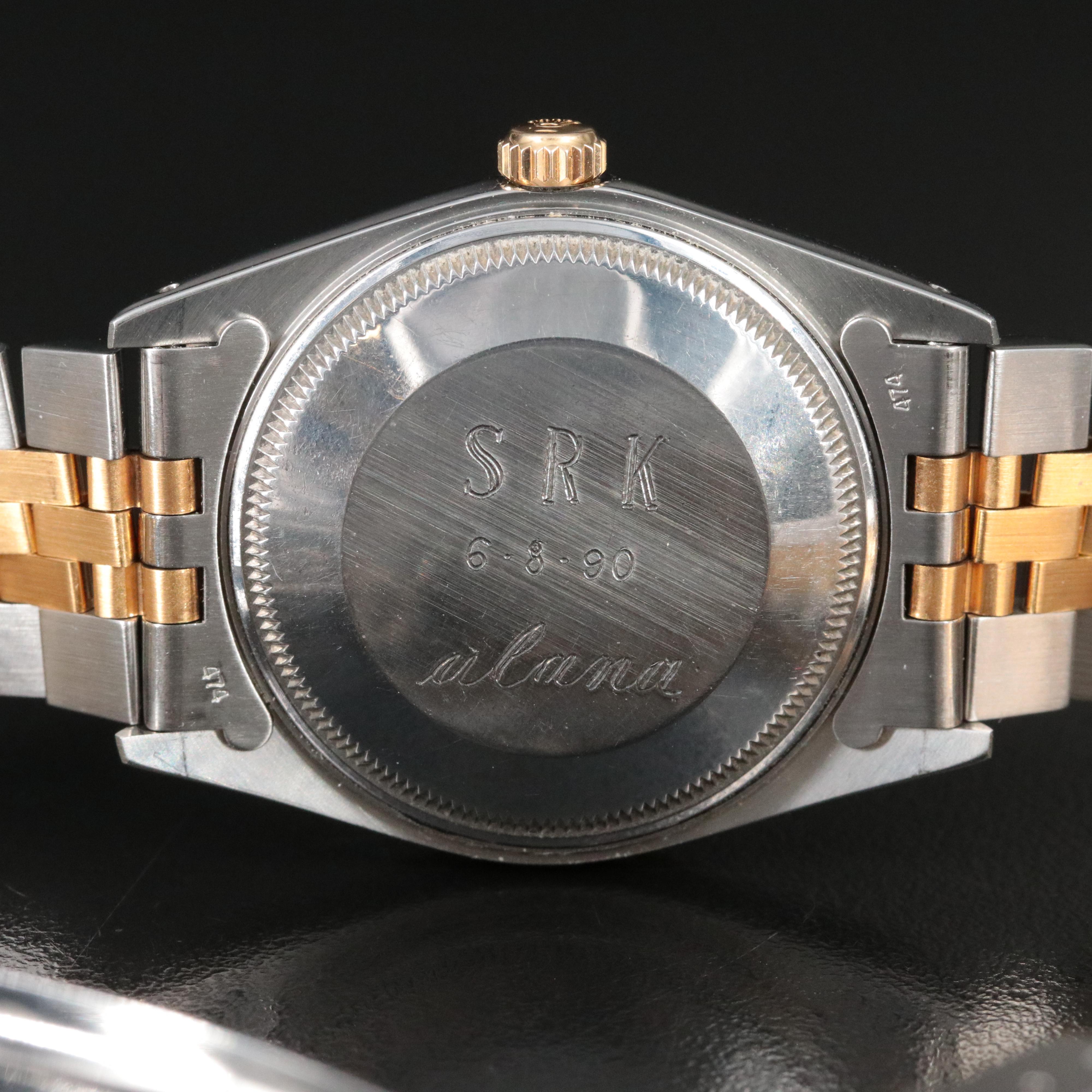 1987-1988 Rolex Oyster Perpetual Date Model 15053 Engine Turned Bezel Watch