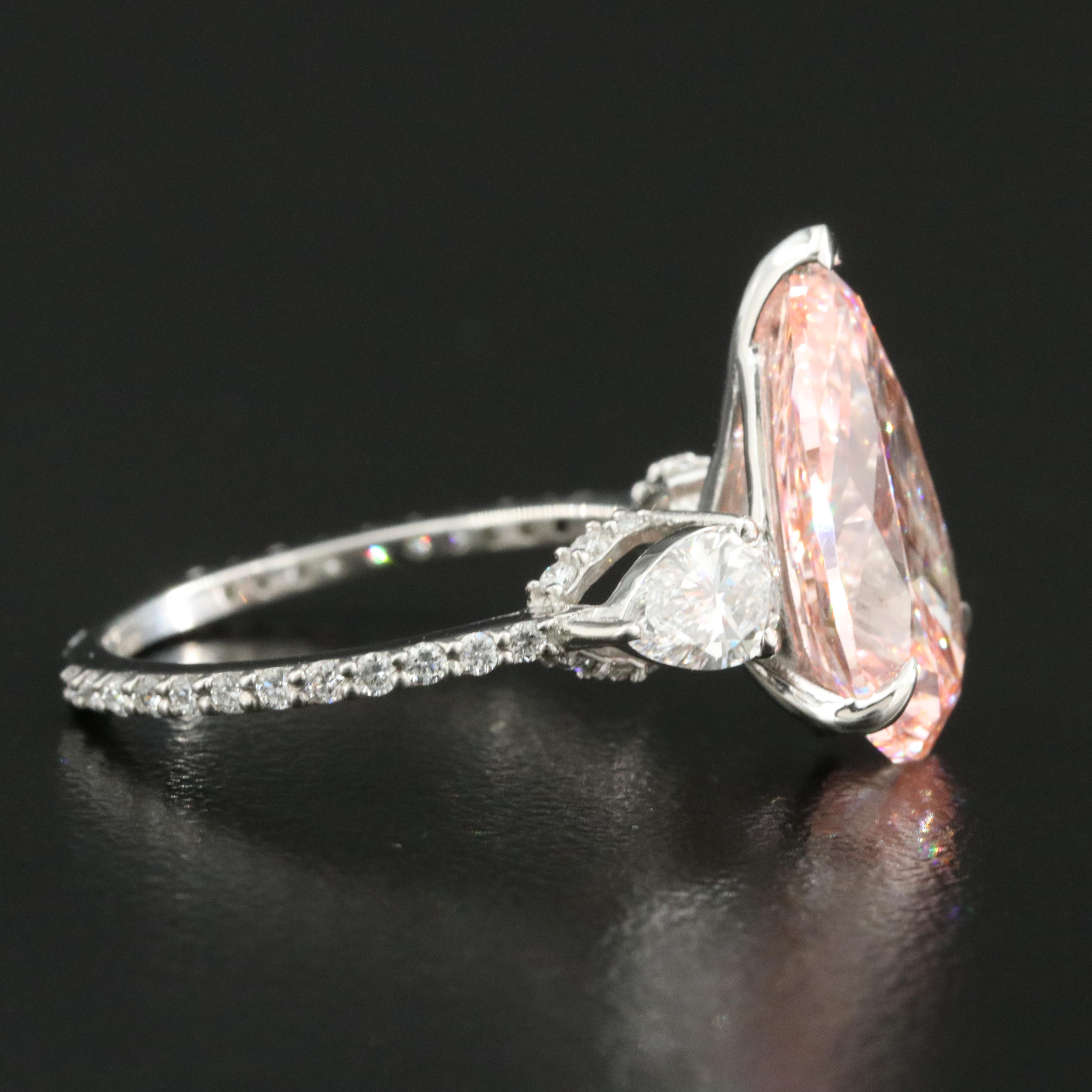 Platinum 5.95 CTW Lab Grown Diamond Ring with IGI Report and Fancy Center